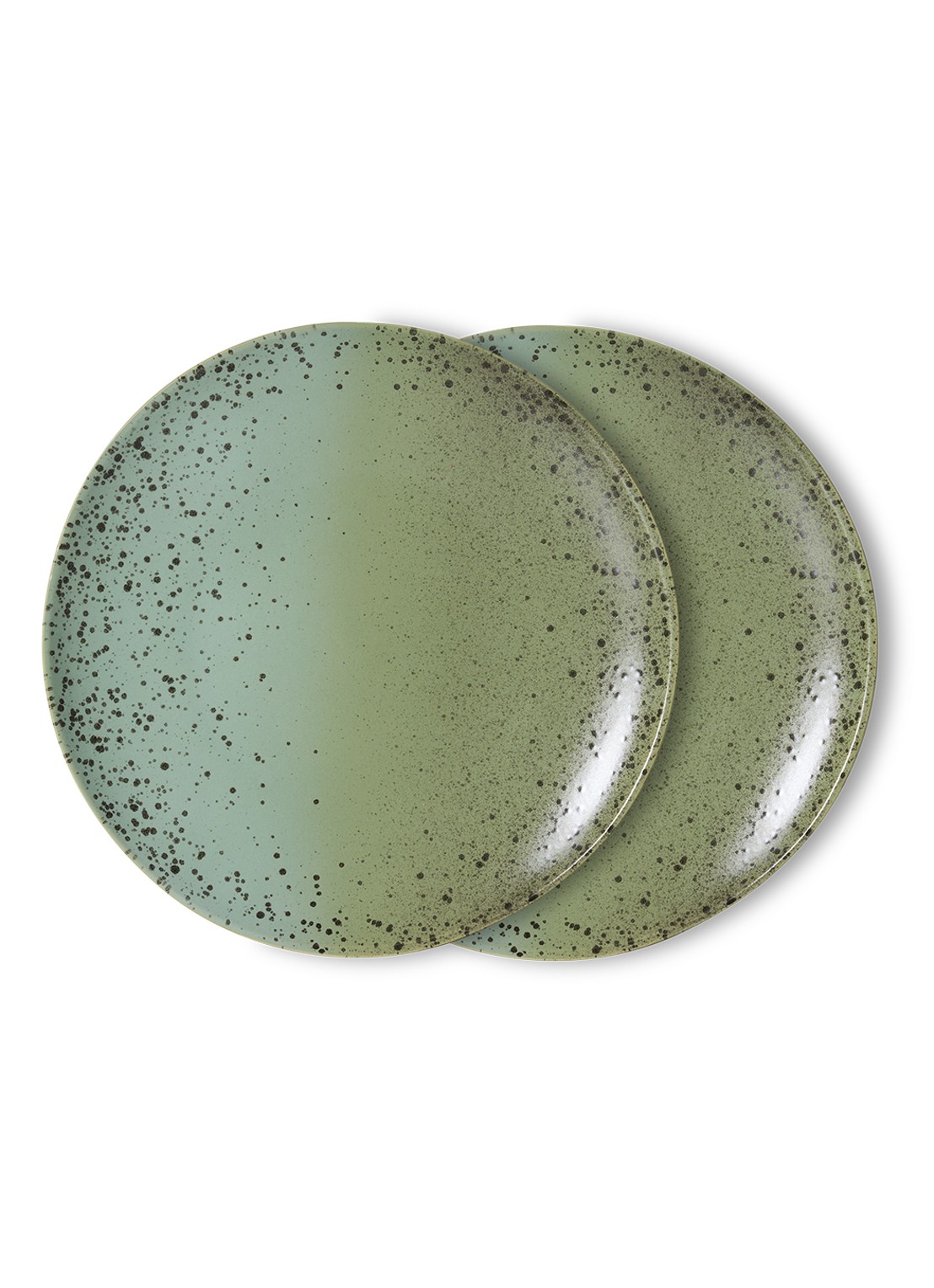 HKliving 70s Ceramics dinerbord 27,5 cm set van 2 - voorkant groen