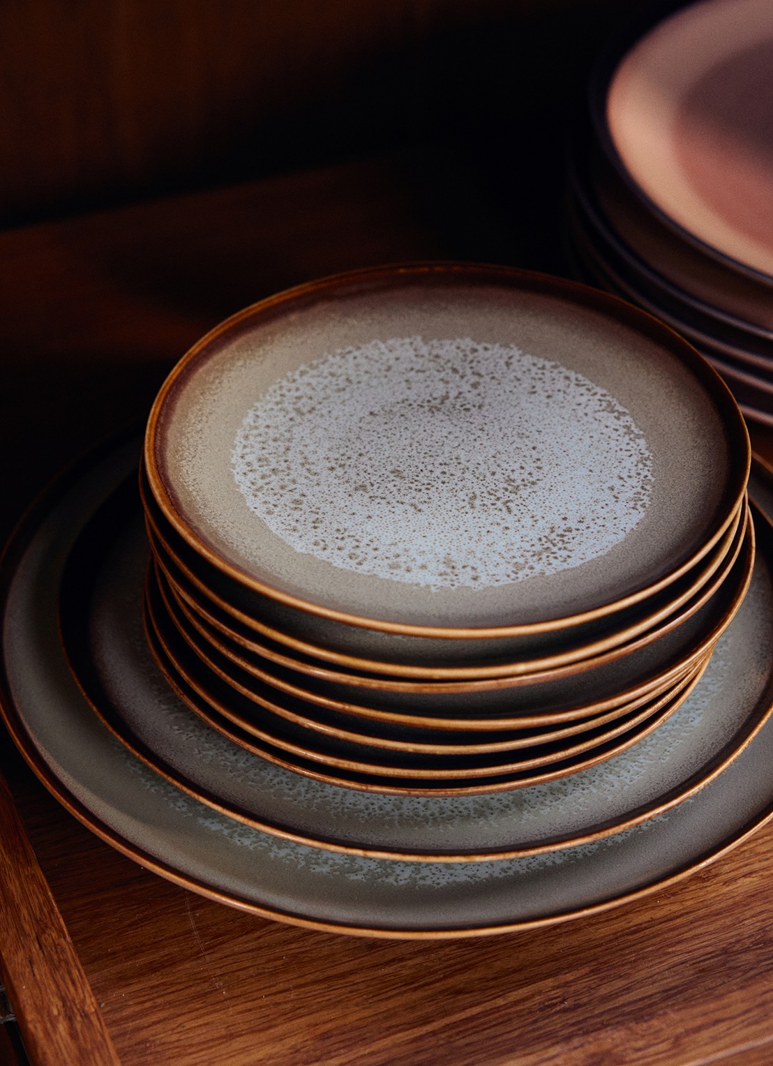 HKliving 70s Ceramics dinerbord 27,5 cm set van 2 - detail 4 blauw