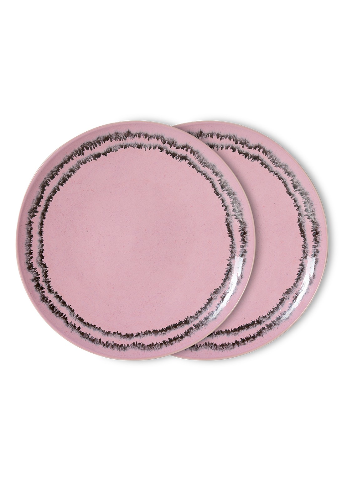 HKliving 70s Ceramics dinerbord 27,5 cm set van 2 - voorkant 2 roze