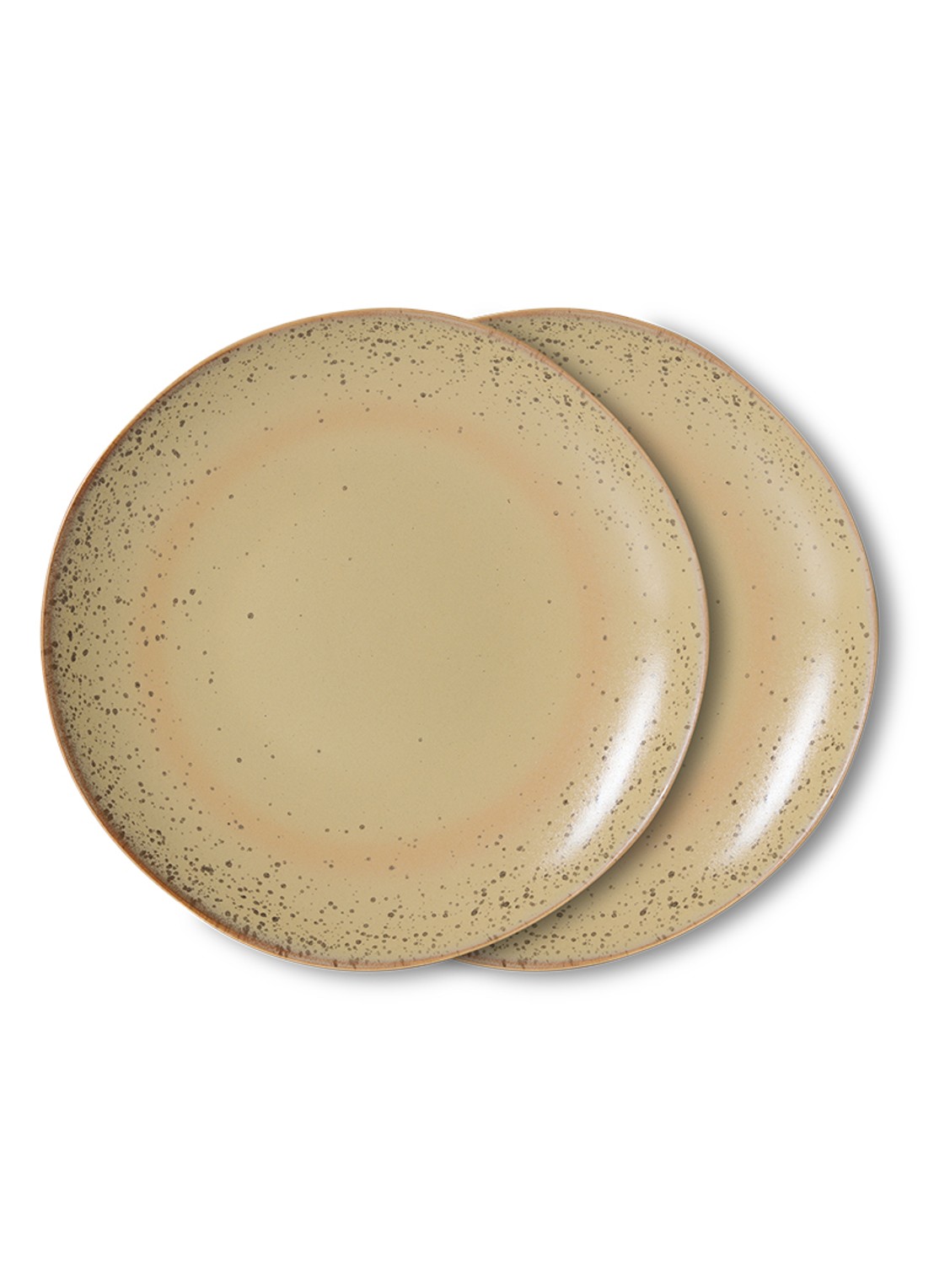 HKliving 70s Ceramics gebaksbordje 17,5 cm set van 2 - voorkant 2 zand