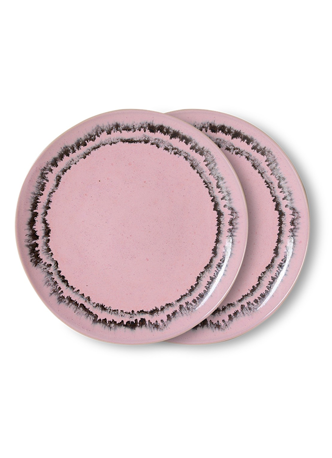 HKliving 70s Ceramics gebaksbordje 17,5 cm set van 2 - voorkant roze