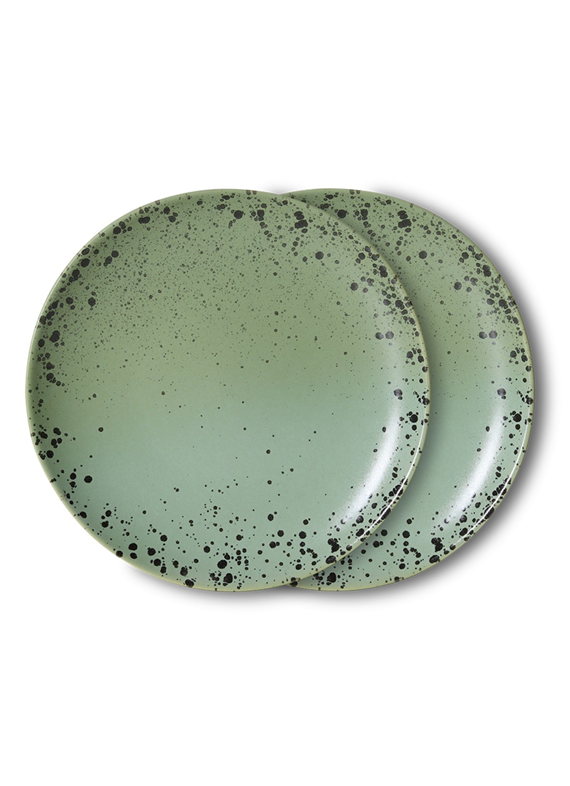 HKliving 70s Ceramics gebaksbordje 17,5 cm set van 2 - voorkant groen