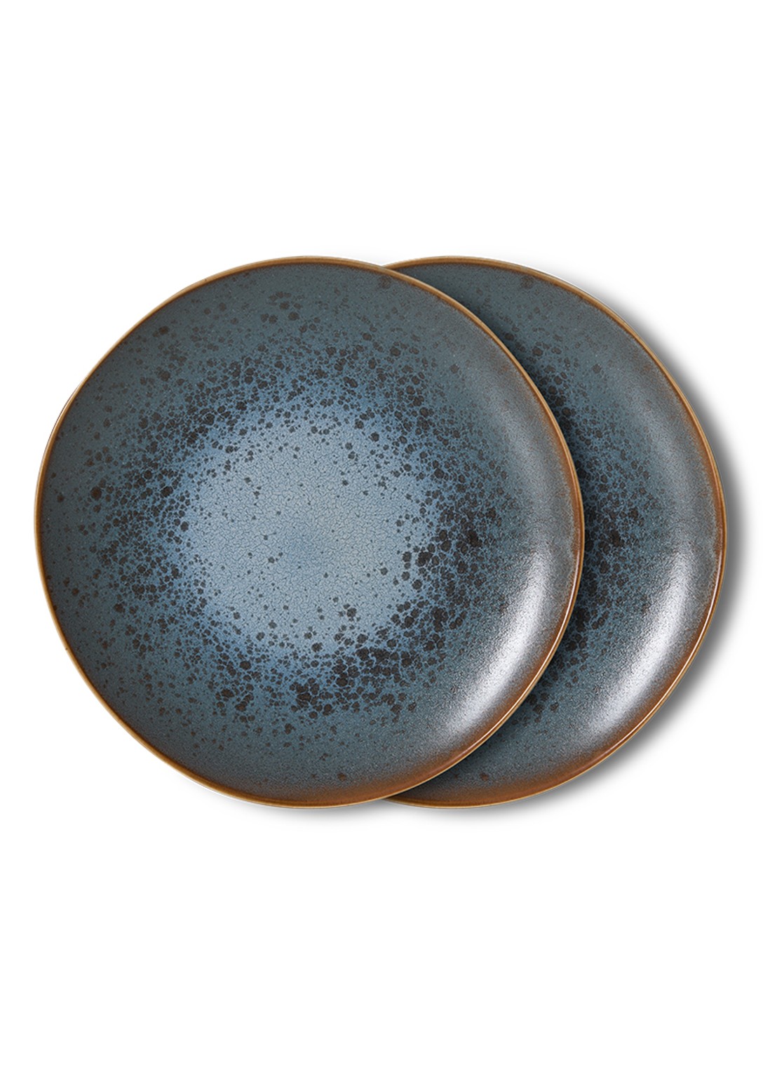 HKliving 70s Ceramics gebaksbordje 17,5 cm set van 2 - voorkant 3 blauw
