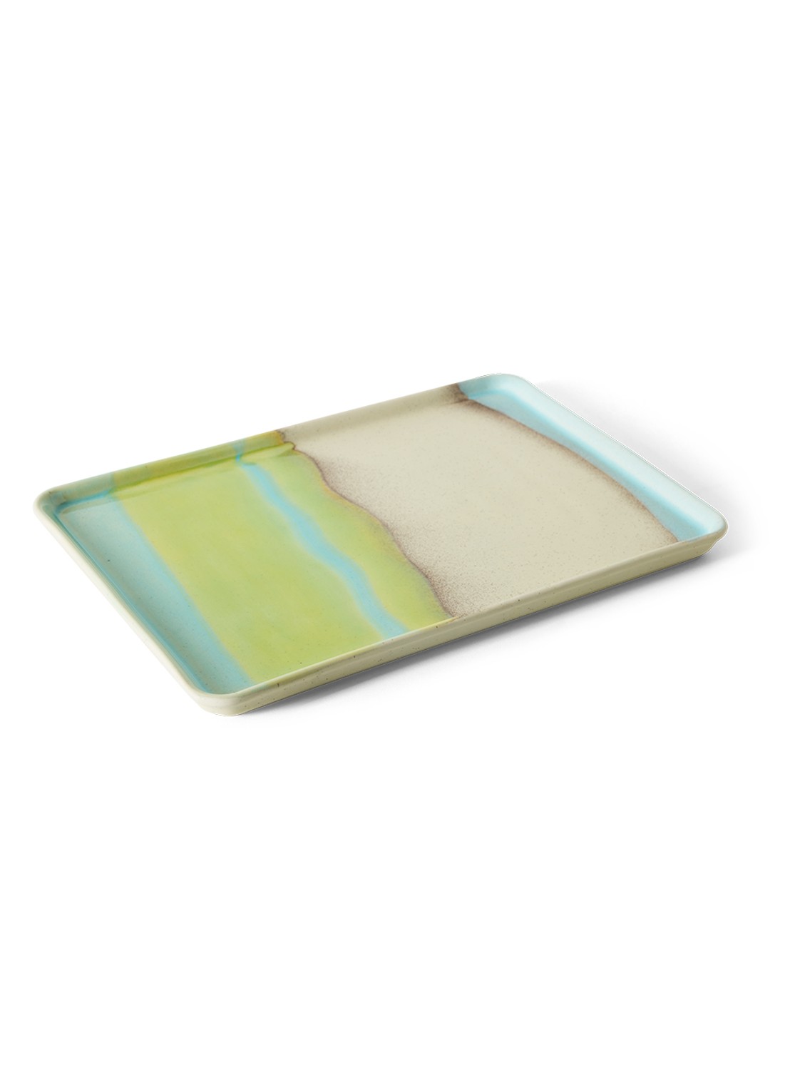 HKliving 70s Ceramics Glint serveerschaal 22,5 x 33 cm - voorkant 2 blauw