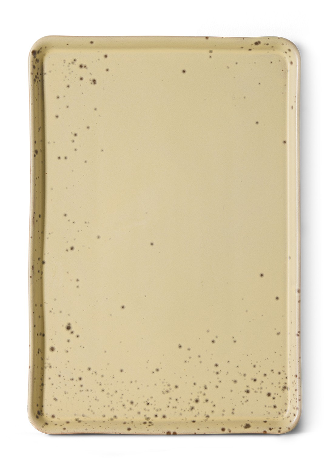 HKliving 70s Ceramics Grit serveerschaal 22,5 x 33 cm - voorkant 2 vanillegeel