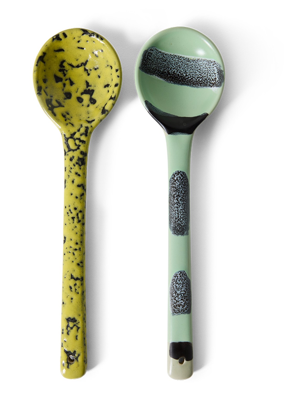 HKliving 70s Ceramics Mines opschepbestek set van 2 - voorkant geel
