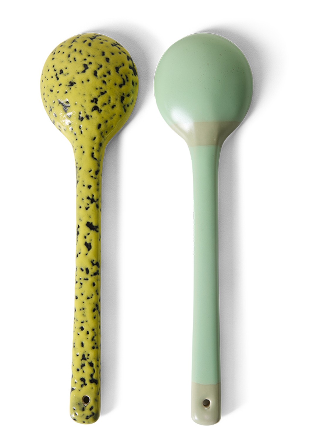HKliving 70s Ceramics Mines opschepbestek set van 2 - voorkant 2 geel