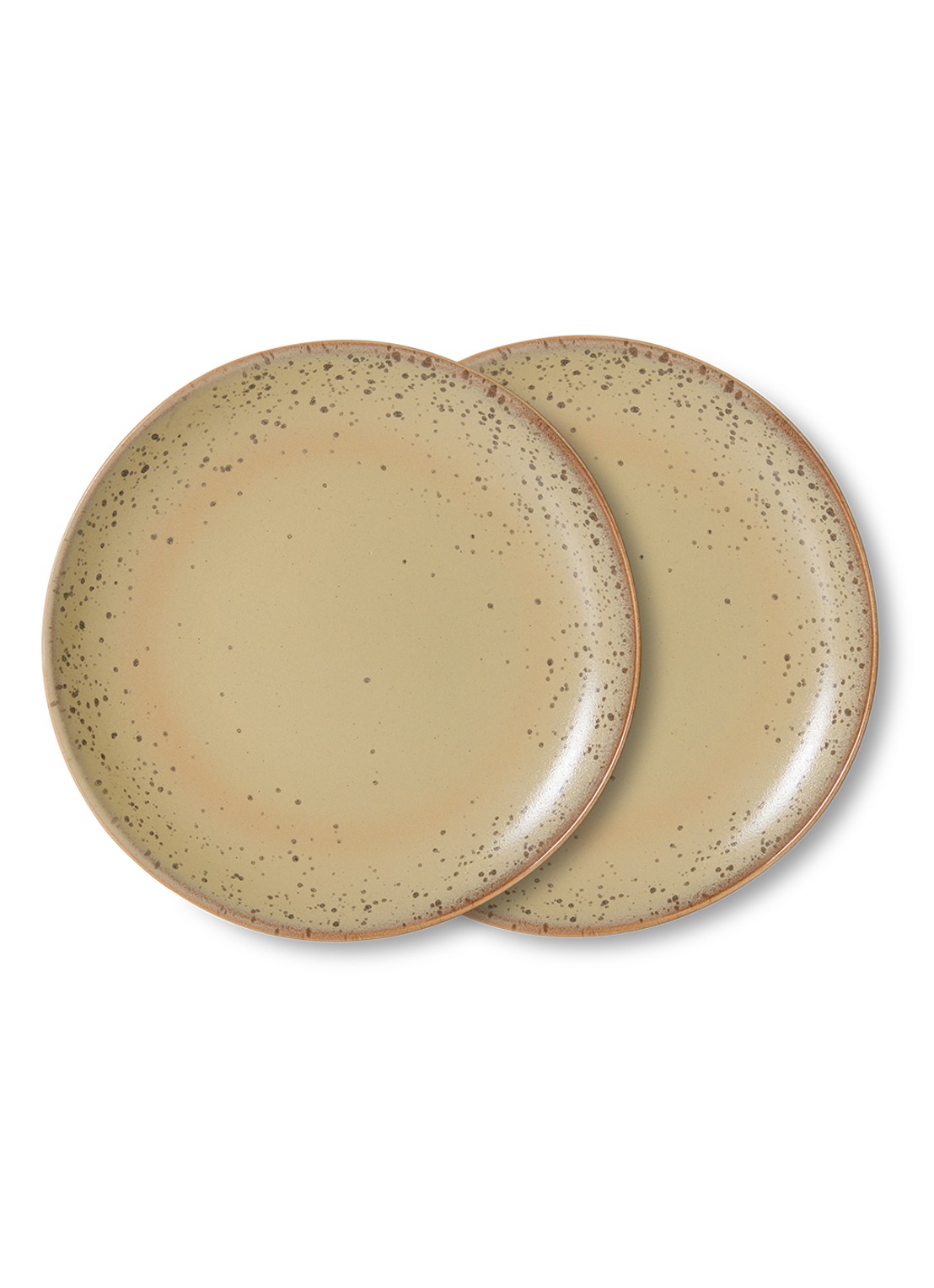 HKliving 70s Ceramics ontbijtbord 22 cm set van 2 - voorkant 2 zand