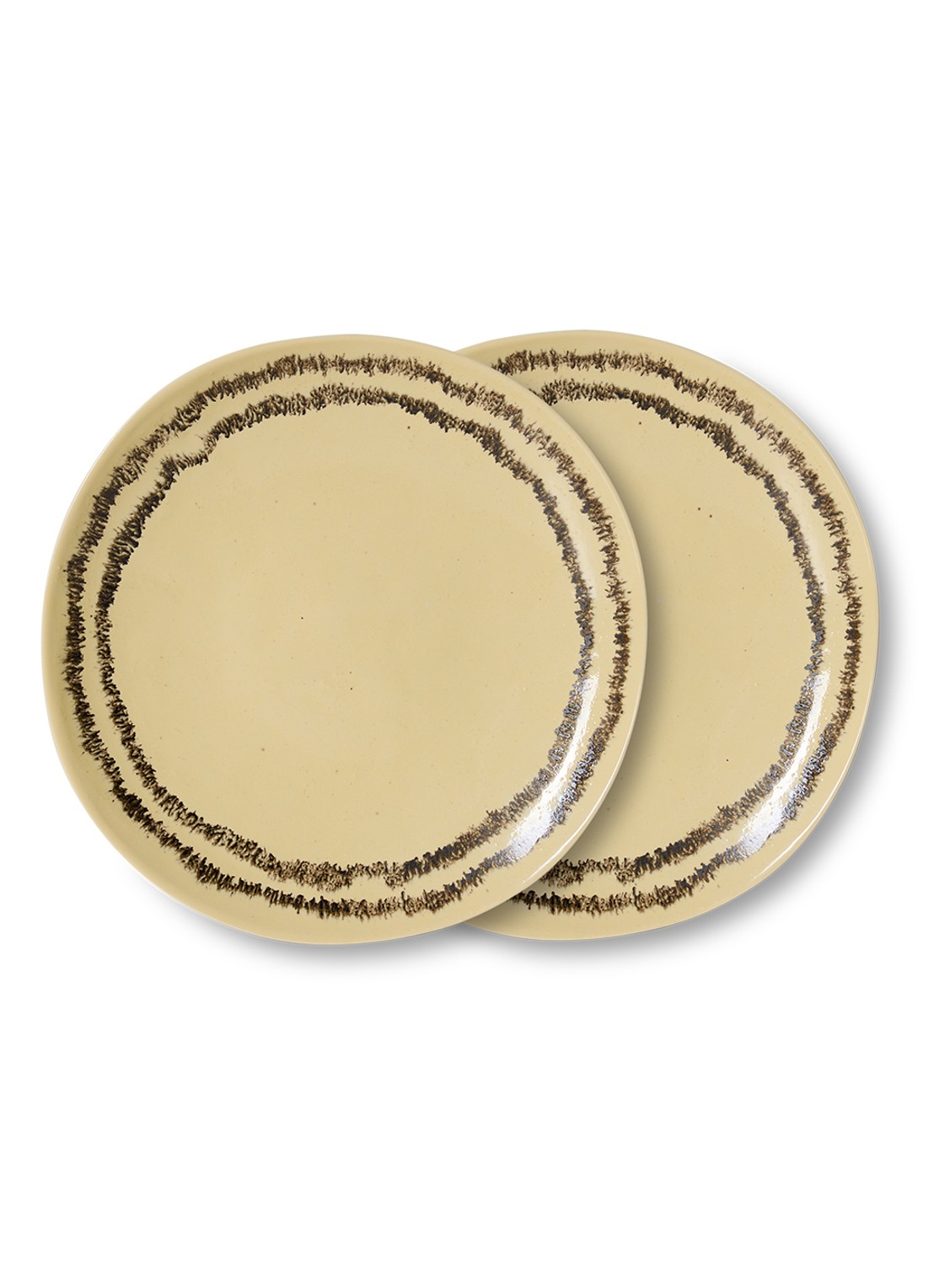 HKliving 70s Ceramics ontbijtbord 22 cm set van 2 - voorkant 3 geel