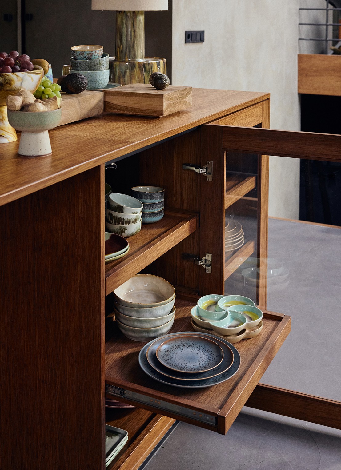 HKliving 70s Ceramics ontbijtbord 22 cm set van 2 - achterkant 2 blauw