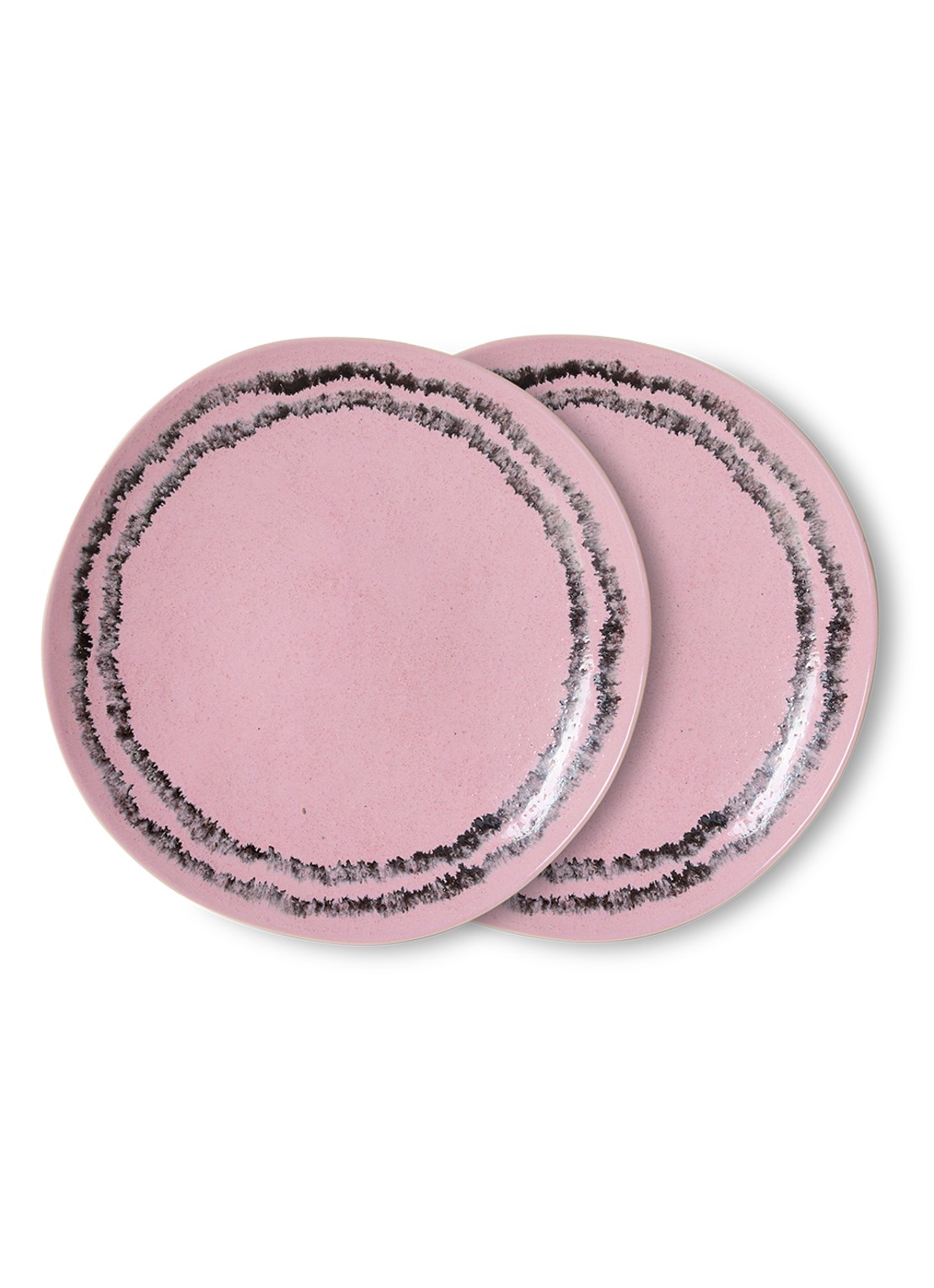 HKliving 70s Ceramics: ontbijtbord 22 cm set van 2 - voorkant roze