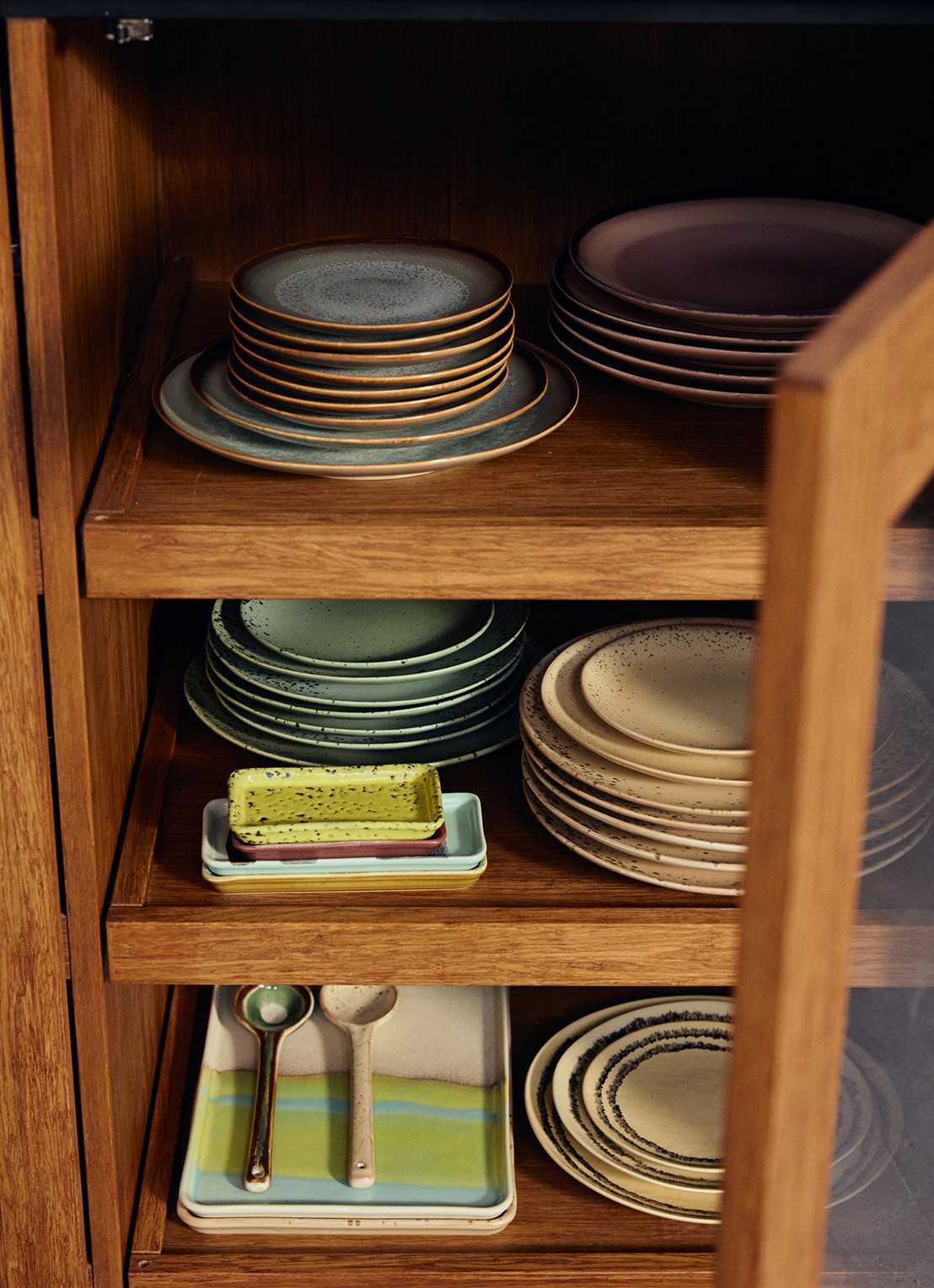 HKliving 70s Ceramics: ontbijtbord 22 cm set van 2 - detail 4 blauw
