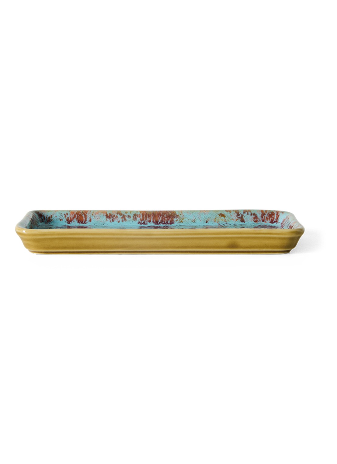 HKliving 70s Ceramics Patina serveerschaal 7,7 x 18 cm - achterkant 2 multicolor