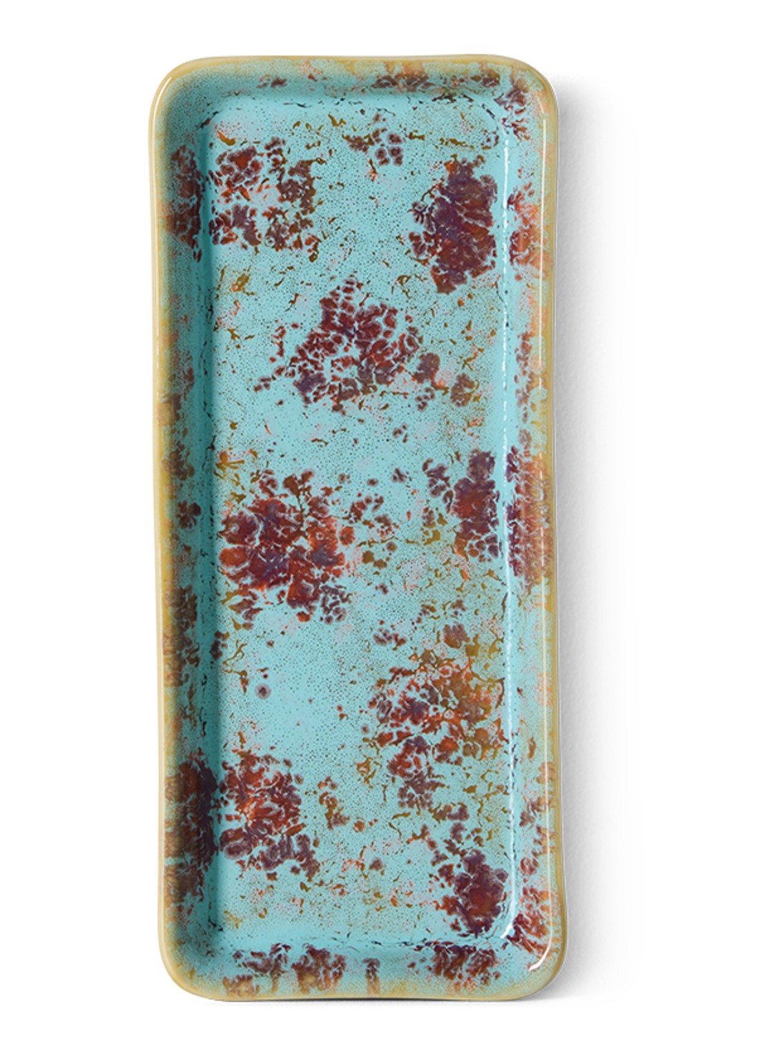 HKliving 70s Ceramics Patina serveerschaal 7,7 x 18 cm - voorkant 3 multicolor