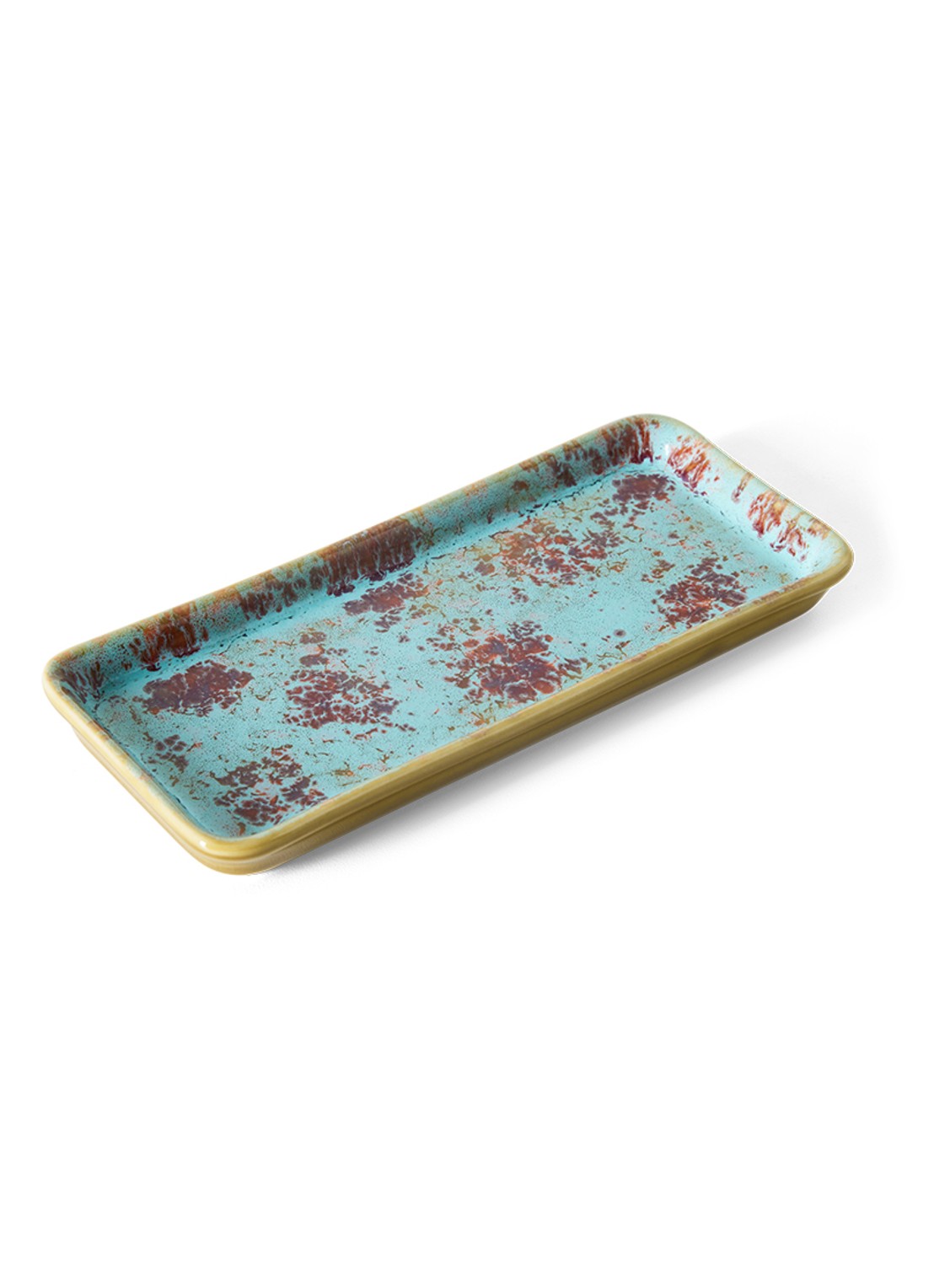 HKliving 70s Ceramics Patina serveerschaal 7,7 x 18 cm - voorkant 4 multicolor