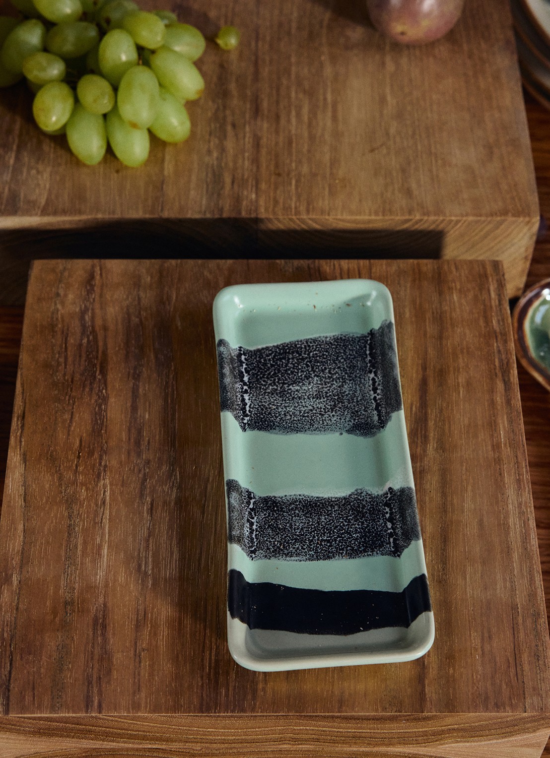 HKliving 70s Ceramics River serveerschaal 7,7 x 18 cm - detail 4 blauw