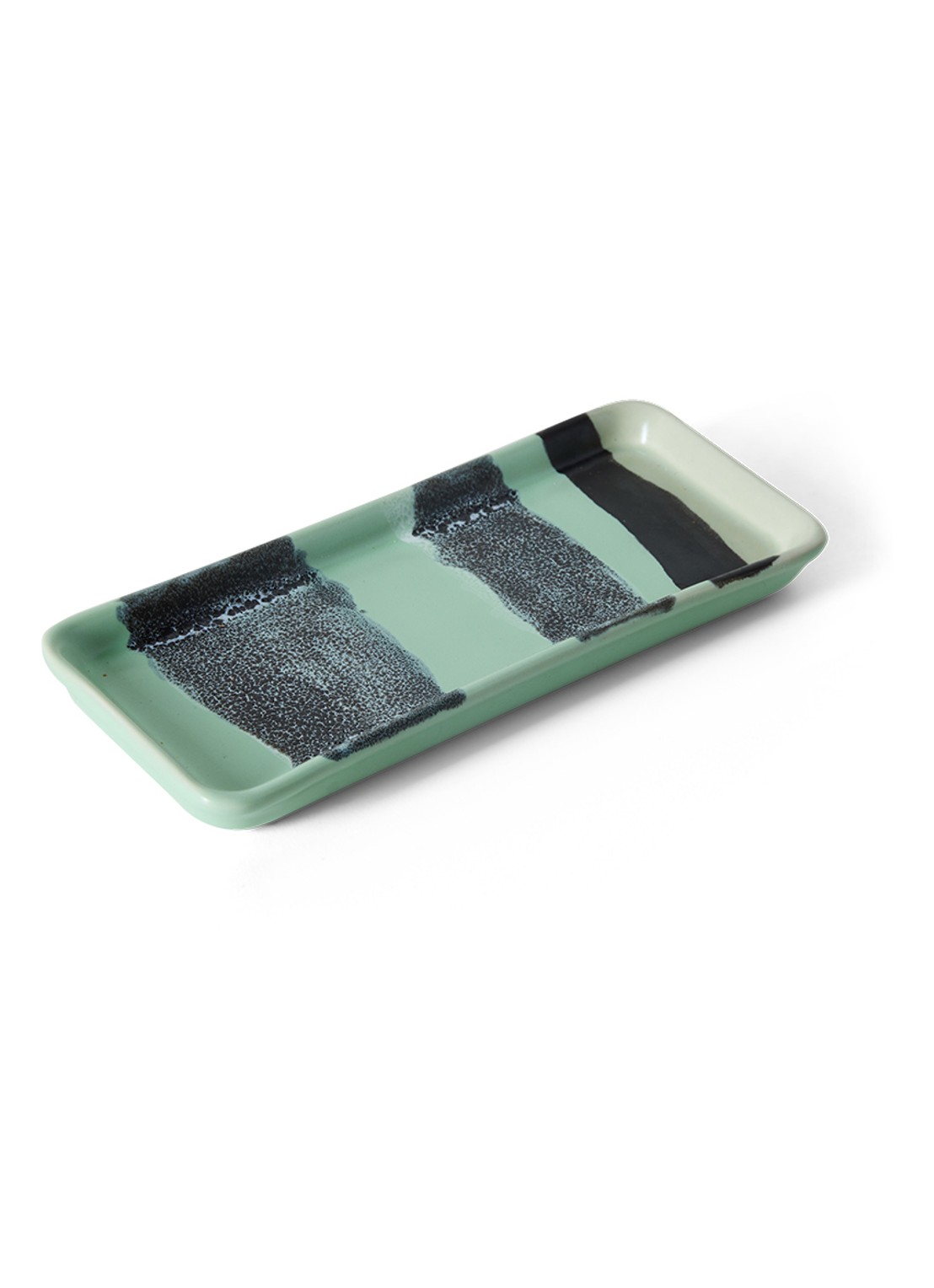 HKliving 70s Ceramics River serveerschaal 7,7 x 18 cm - voorkant 6 blauw