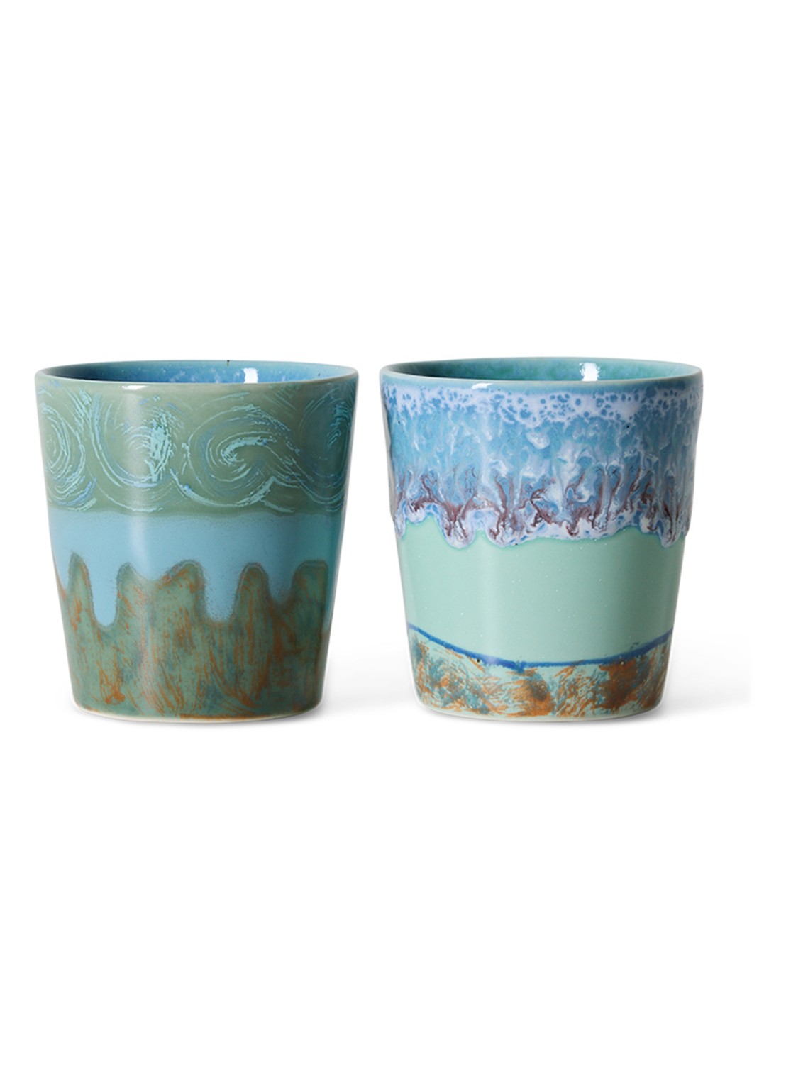 HKliving 70s Ceramics Van Gogh mok set van 2 - voorkant 5 blauw