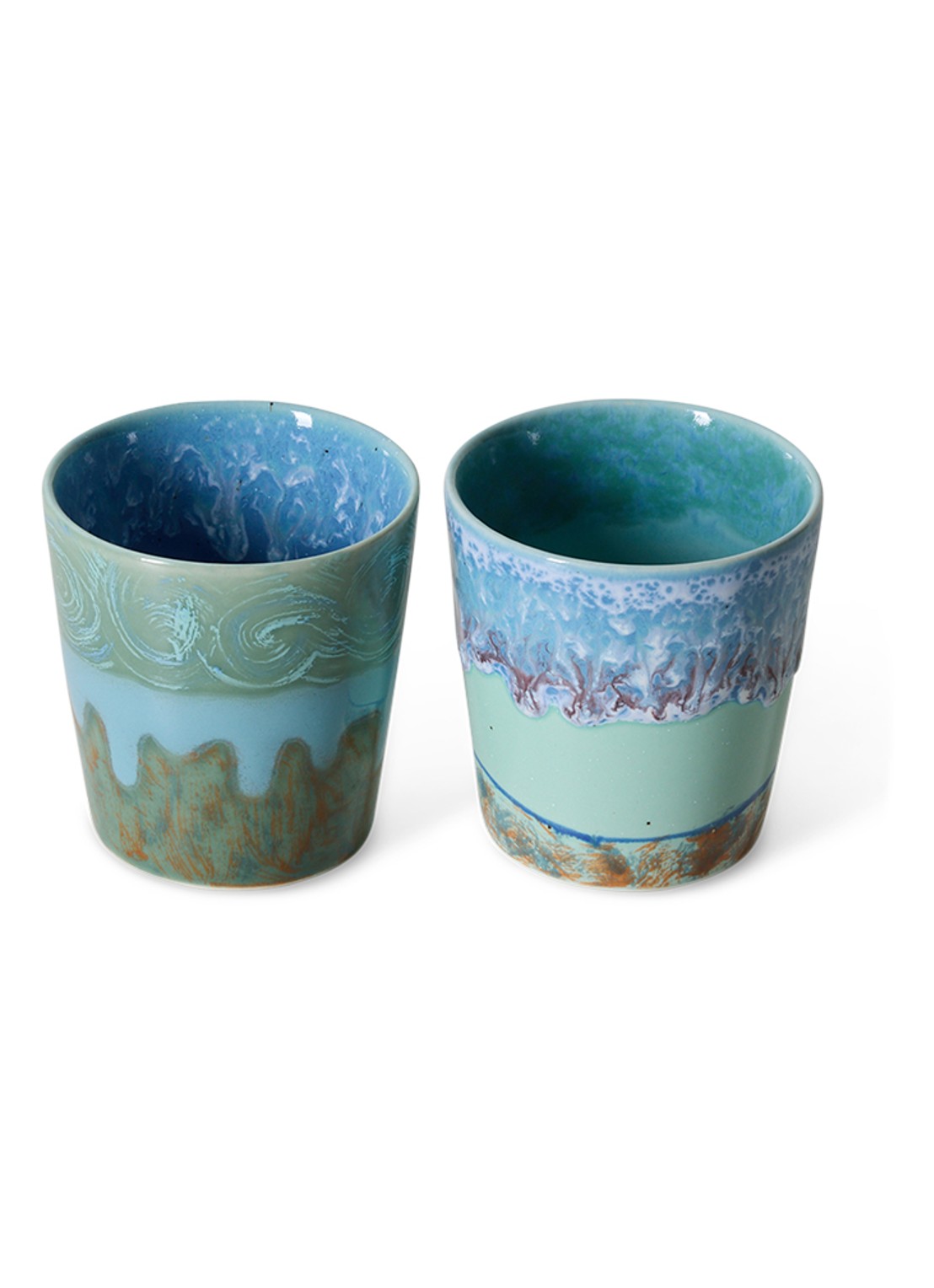 HKliving 70s Ceramics Van Gogh mok set van 2 - voorkant 6 blauw
