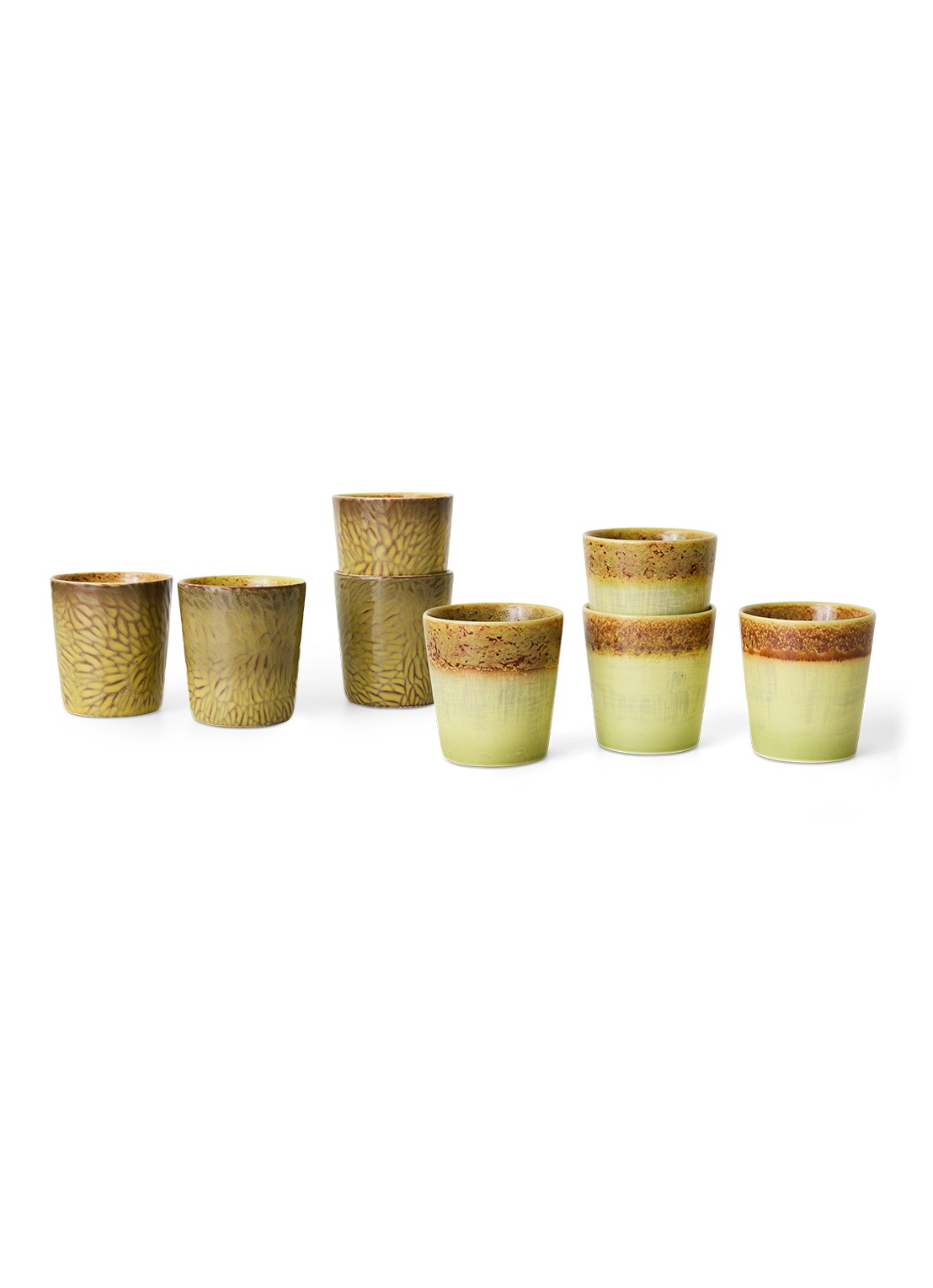 HKliving 70s Ceramics Van Gogh mok set van 2 - achterkant geel