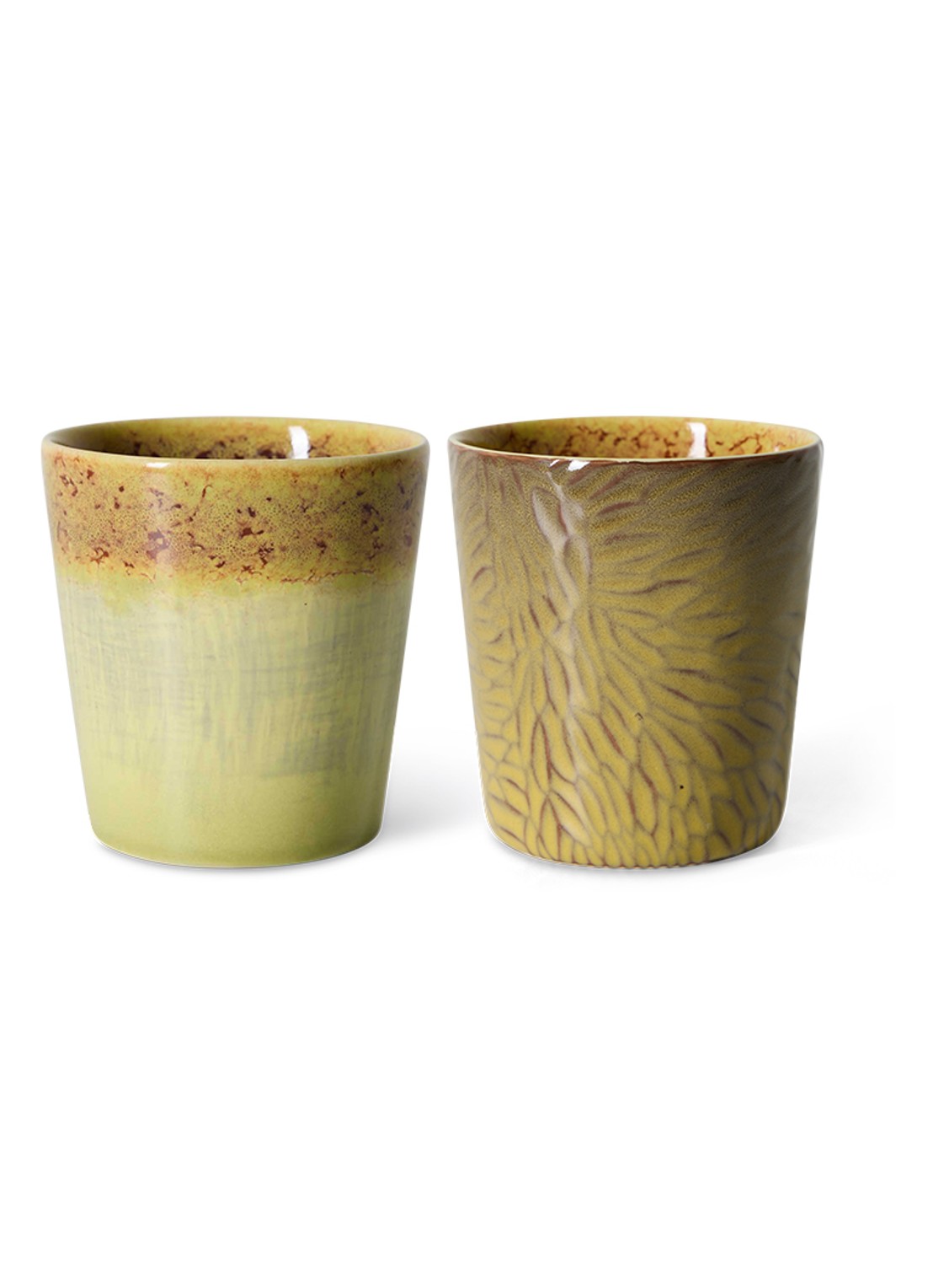 HKliving 70s Ceramics Van Gogh mok set van 2 - voorkant 2 geel