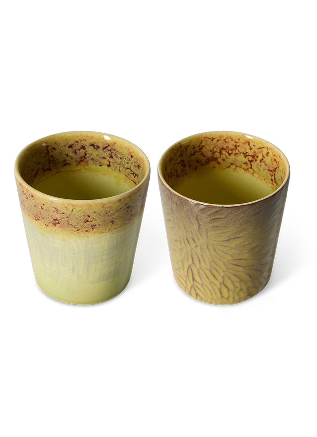 HKliving 70s Ceramics Van Gogh mok set van 2 - voorkant 3 geel