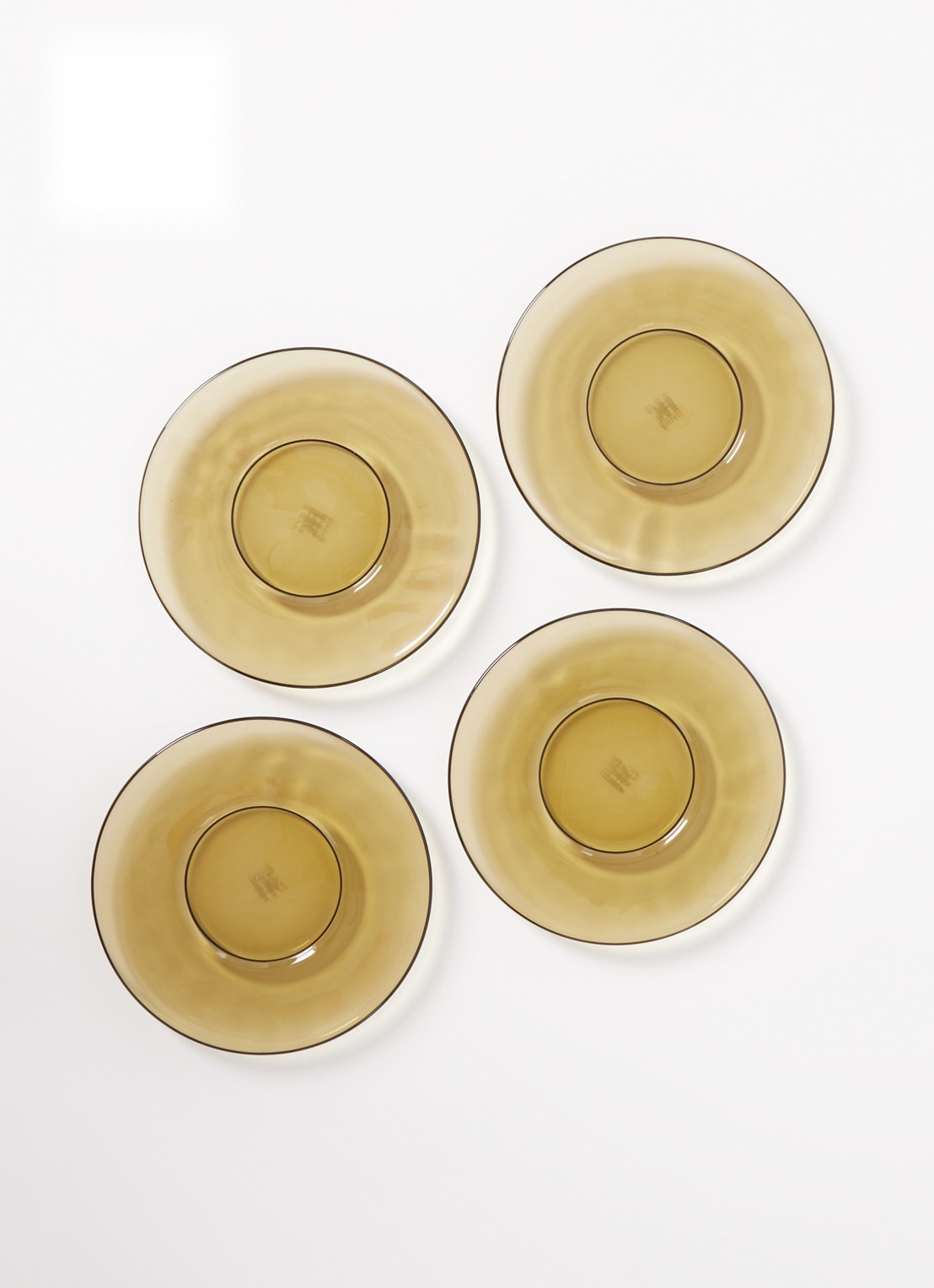 HKliving 70s Glassware schotel 13 cm set van 4 - voorkant bruin