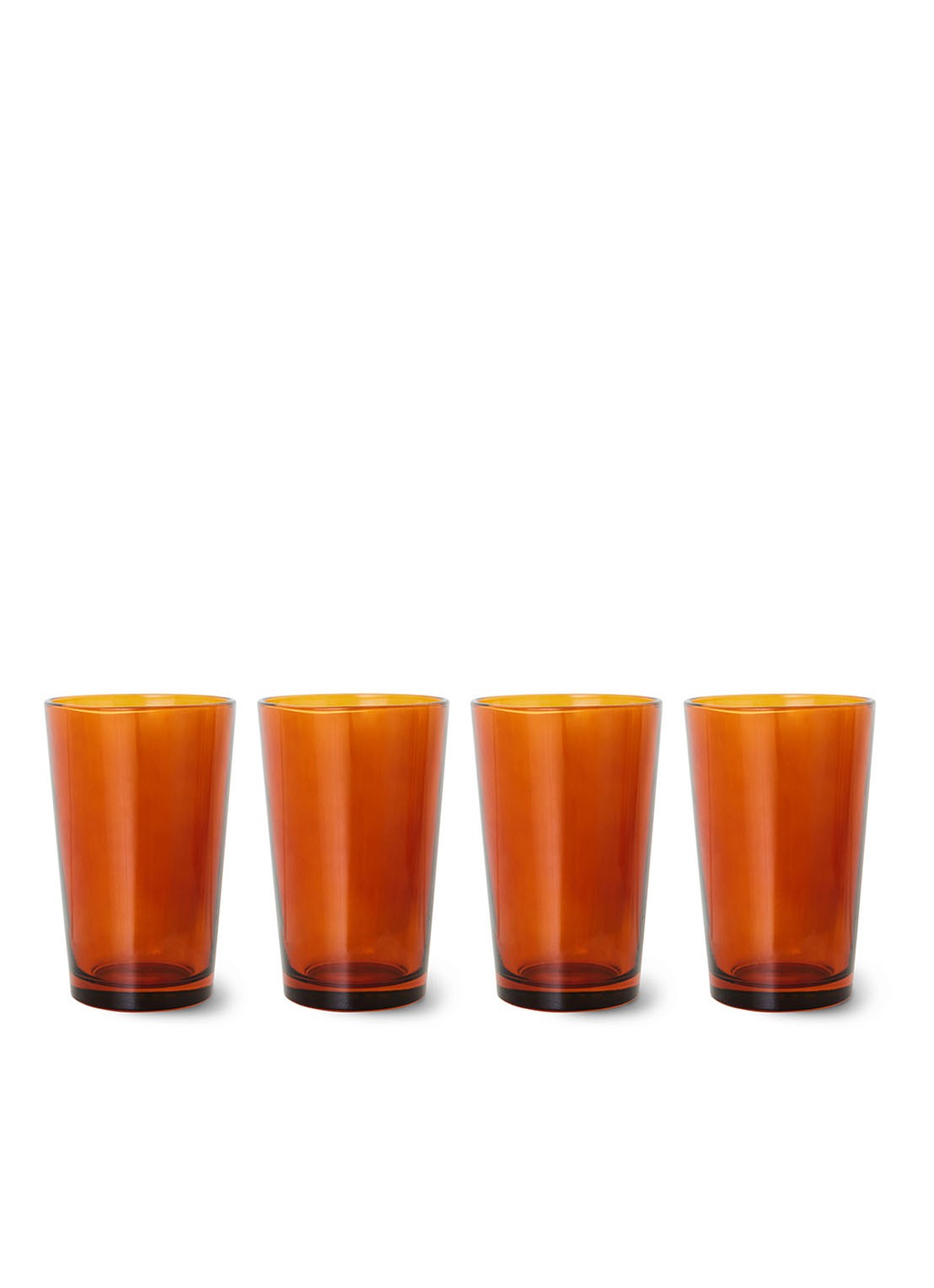 HKliving 70s Glassware theeglas 43 cl set van 4 - voorkant bruin