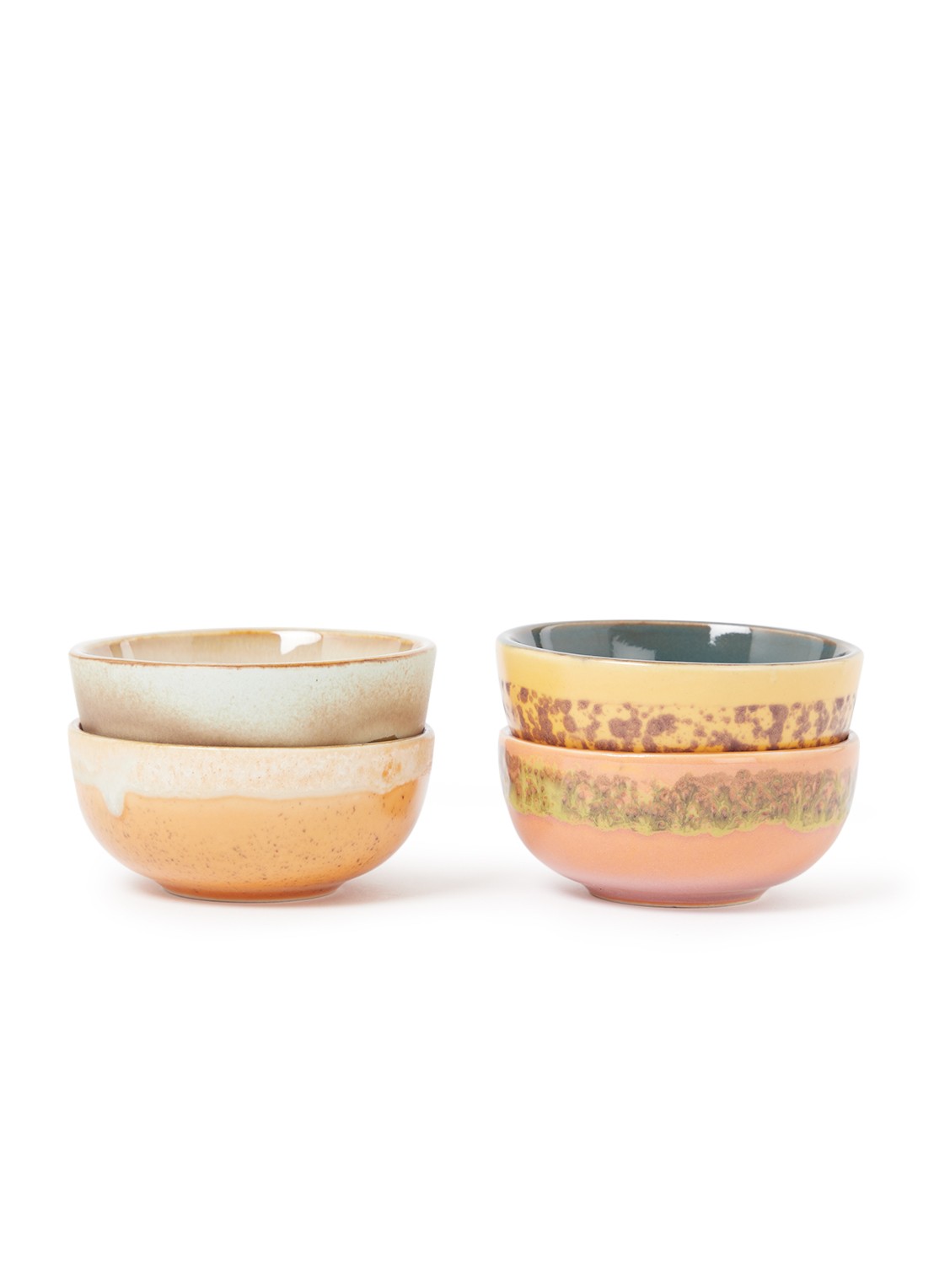 HKliving 70s kom XS 8 cm set van 4 - voorkant multicolor