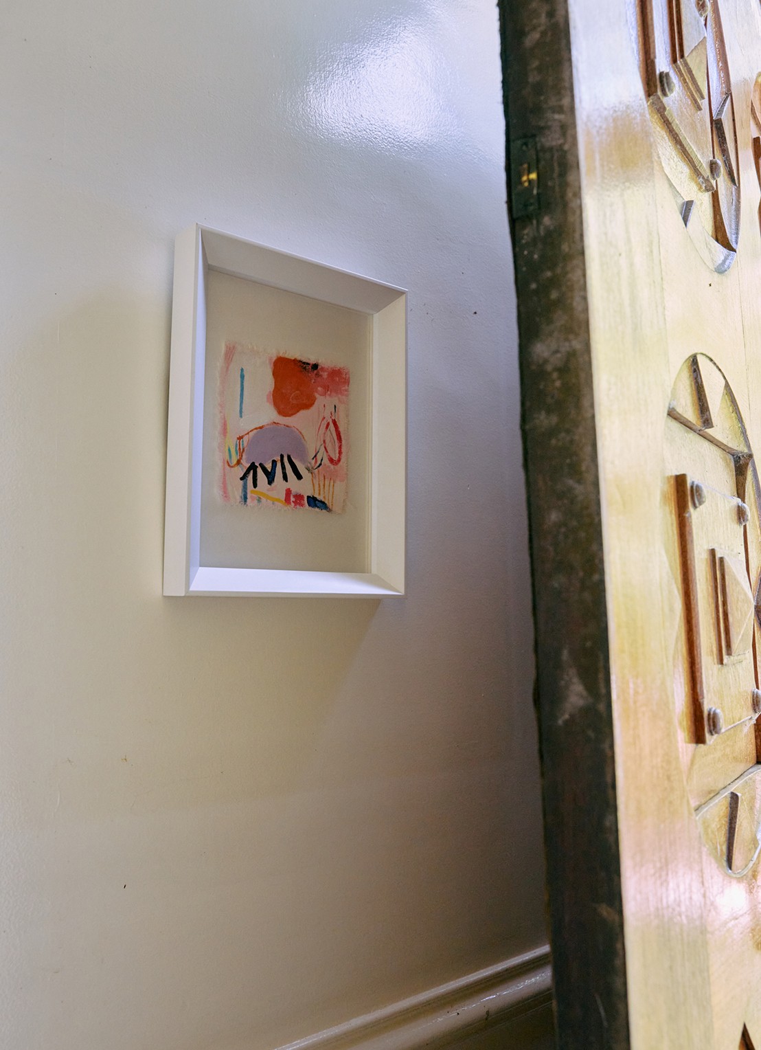 HKliving Abstract Framed, Scribbles wanddecoratie 37,5 x 29,5 cm - detail 2 wit