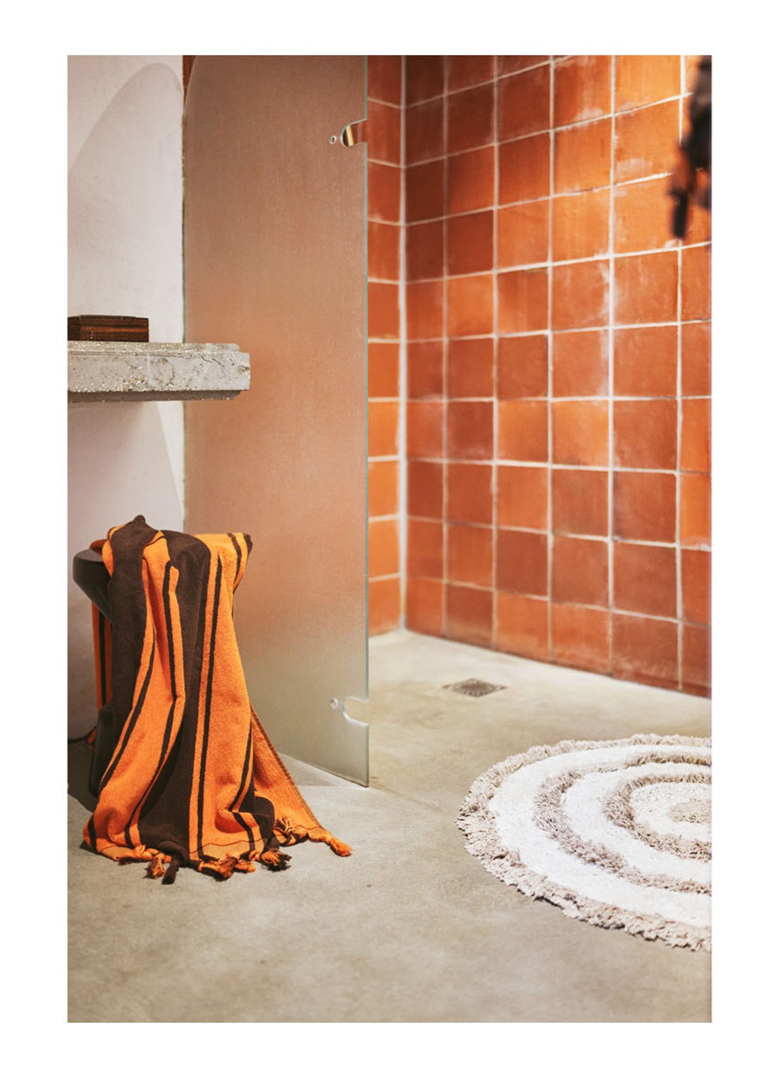 HKliving Badmat ø120 cm - voorkant 5 khaki