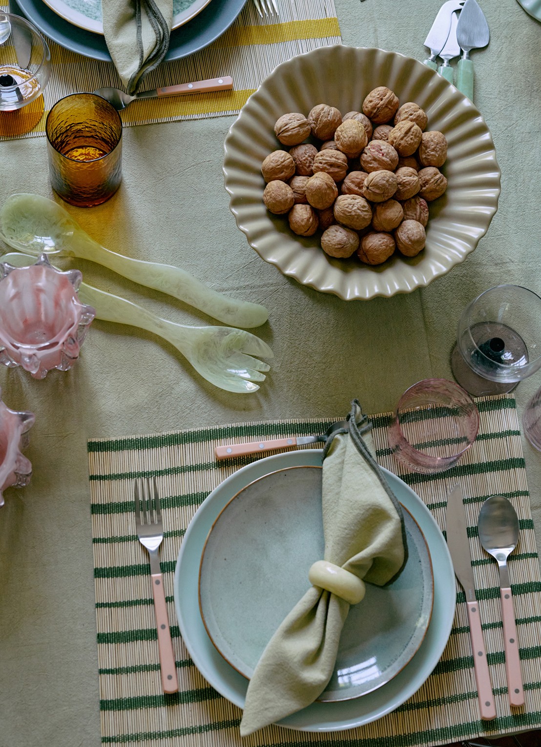 HKliving Bamboo placemat 45 x 33 cm - achterkant 4 groen