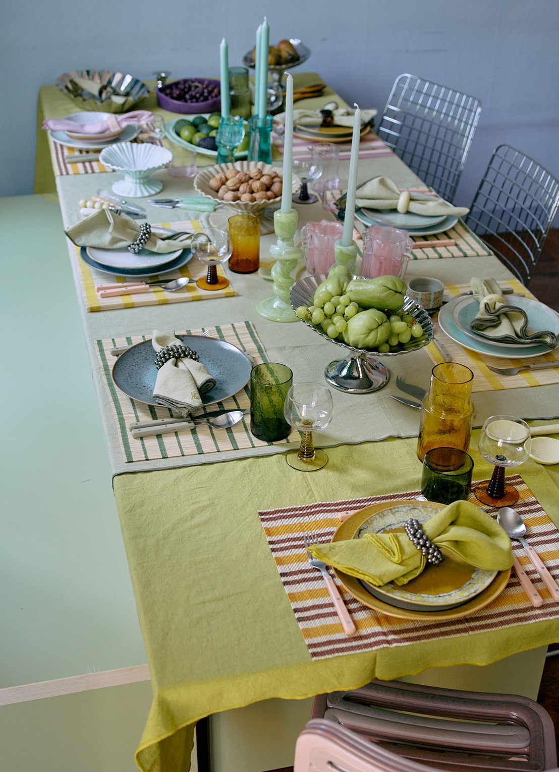HKliving Bamboo placemat 45 x 33 cm - detail 3 groen