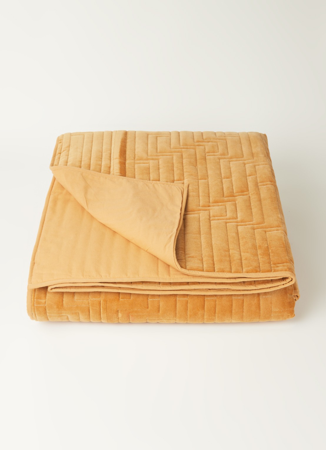 HKliving Bedsprei van fluweel 240 x 260 cm - detail 3 okergeel