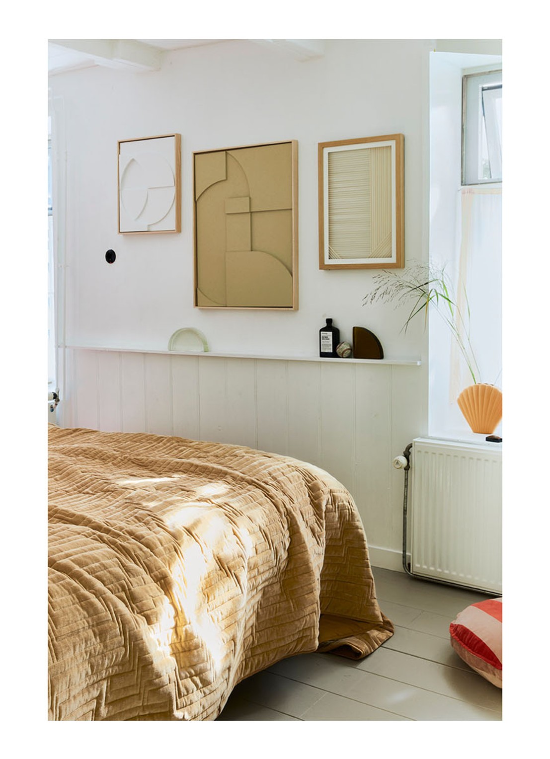 HKliving Bedsprei van fluweel 240 x 260 cm - voorkant 2 okergeel