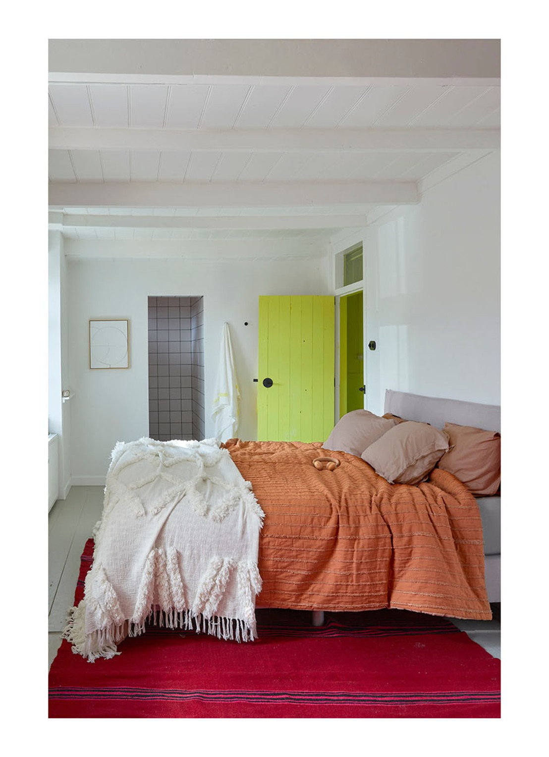 HKliving Bedsprei van katoen 240 x 260 cm - voorkant 2 oranjebruin