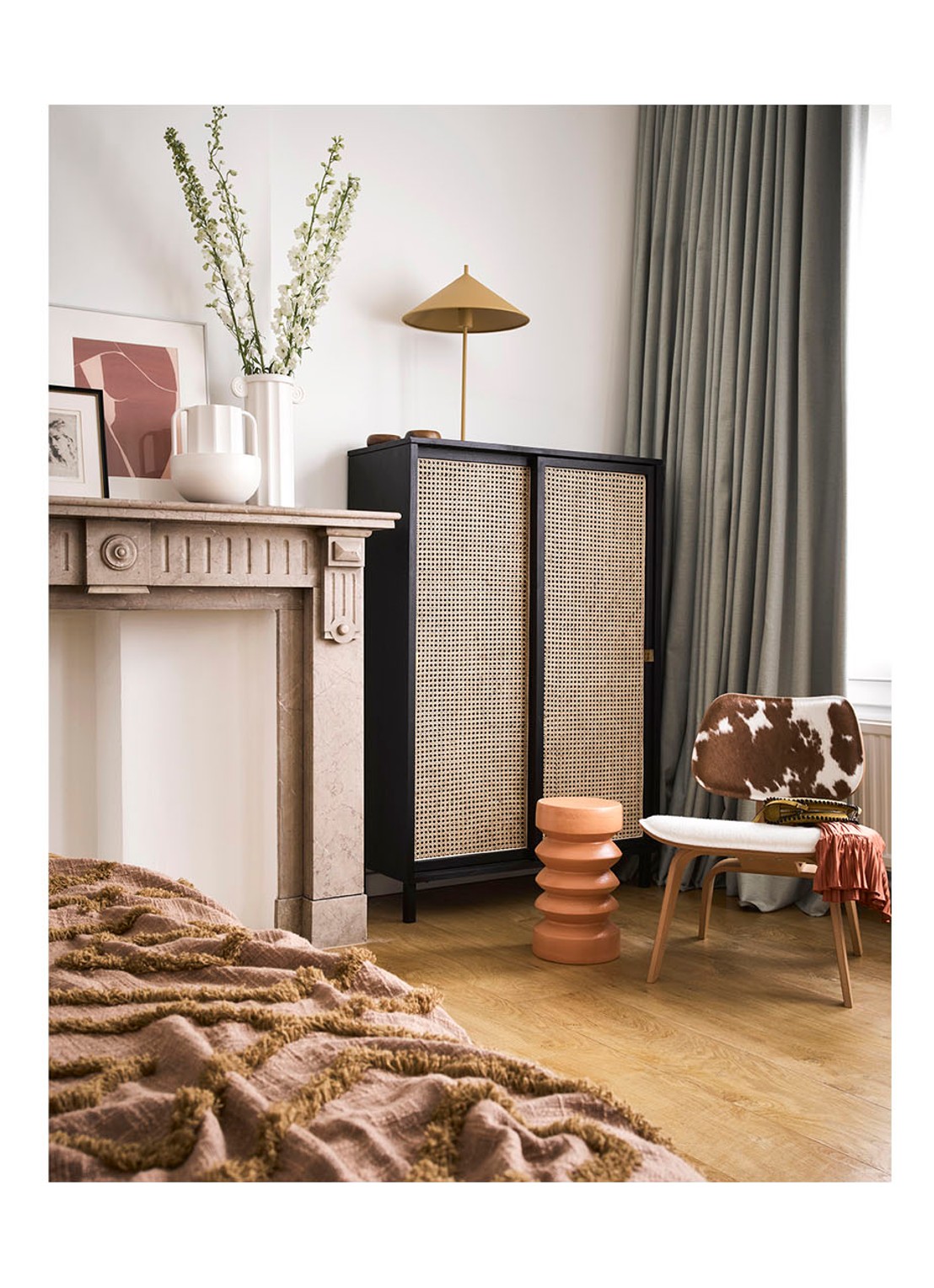 HKliving Bijzettafel 41 cm - voorkant 2 oranjebruin