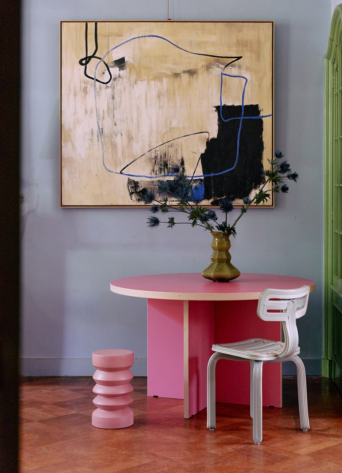 HKliving Bijzettafel 41 x Ø23 cm - detail 4 roze