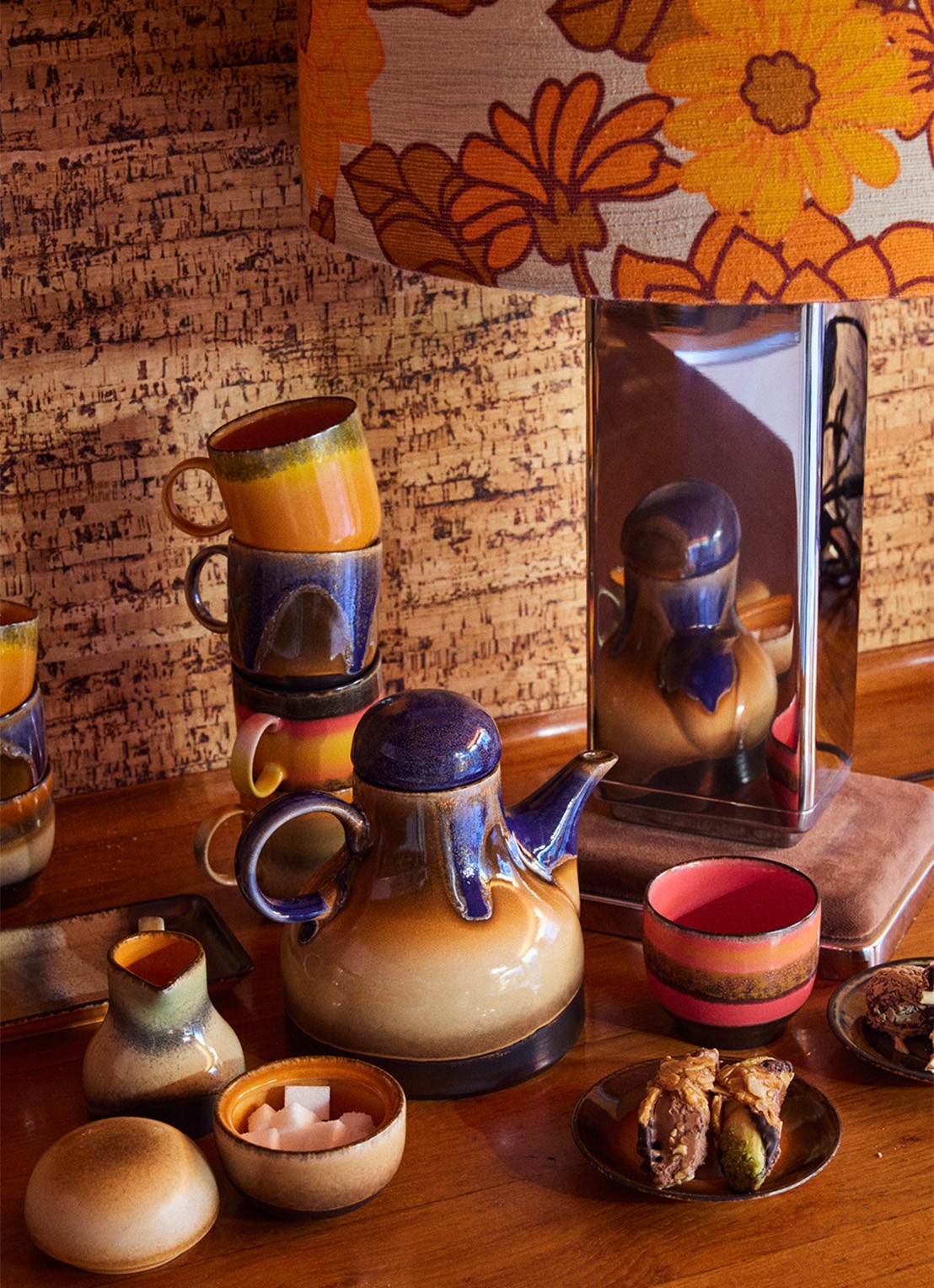 HKliving Brazil koffiekopje 23 cl set van 4 - detail multicolor