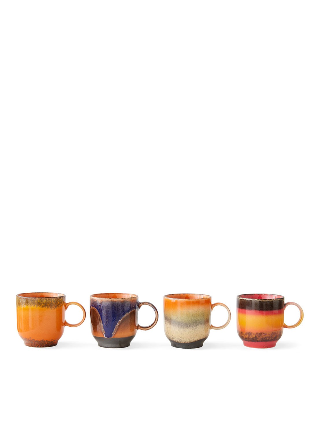 HKliving Brazil koffiekopje 23 cl set van 4 - voorkant 5 multicolor