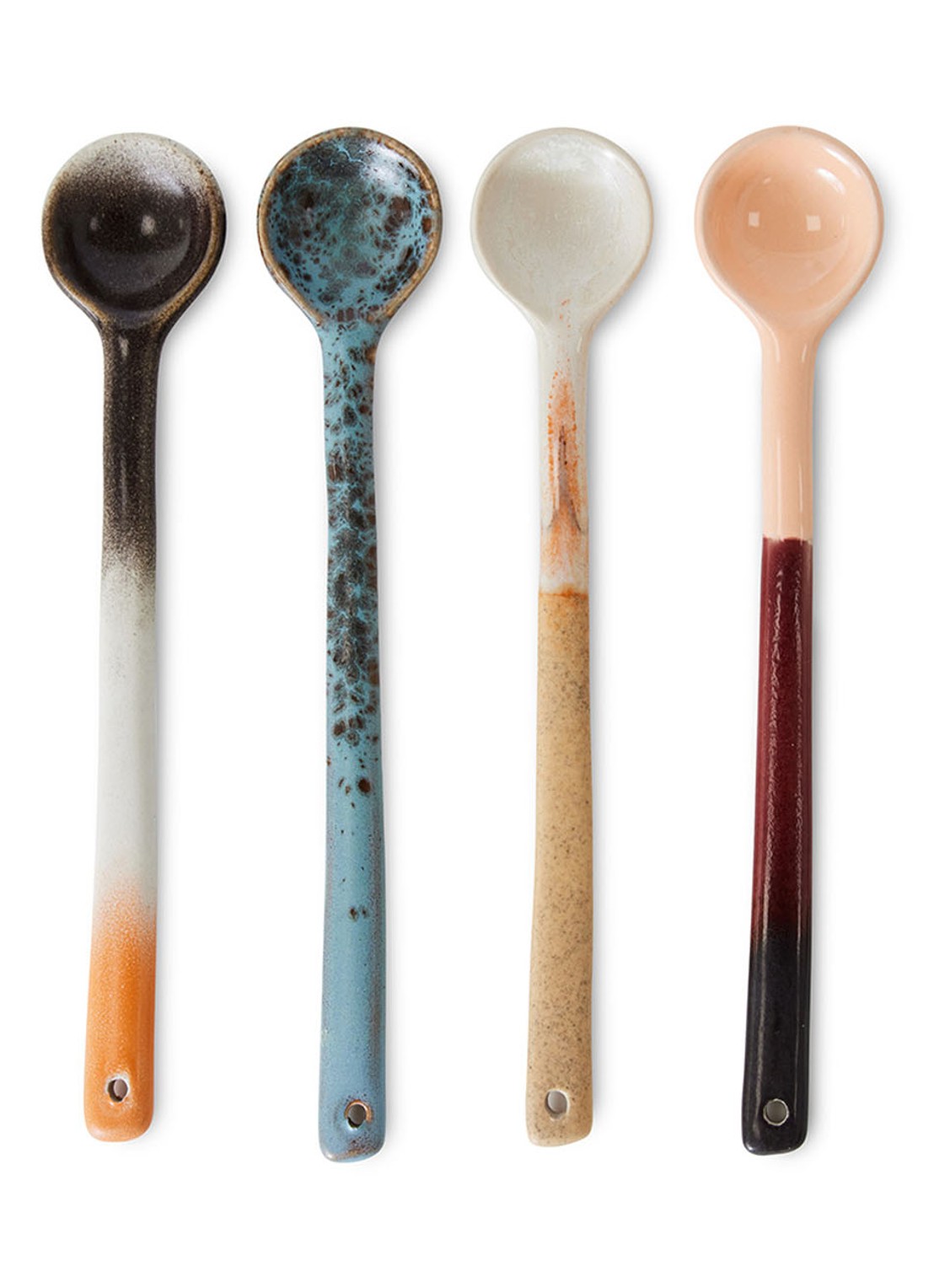 HKliving Breeze koffielepel set van 4 - voorkant multicolor