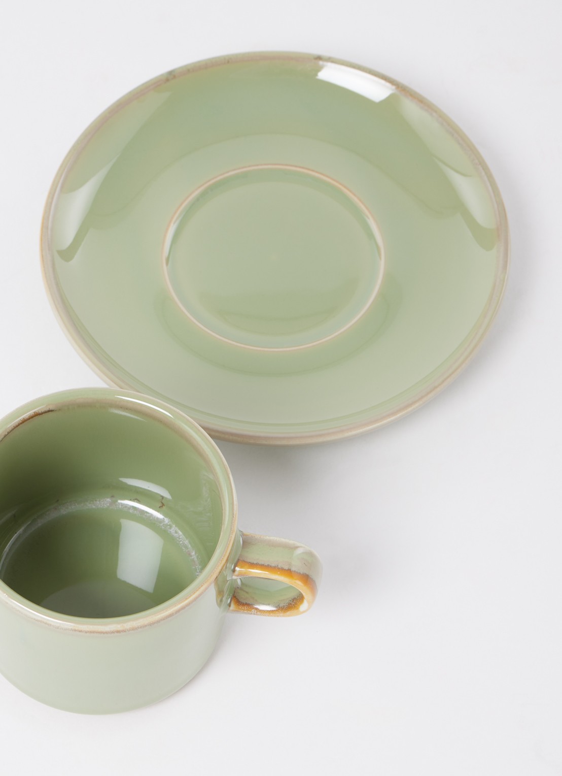HKliving Chef Ceramics kop en schotel 22 cl - detail lindegroen