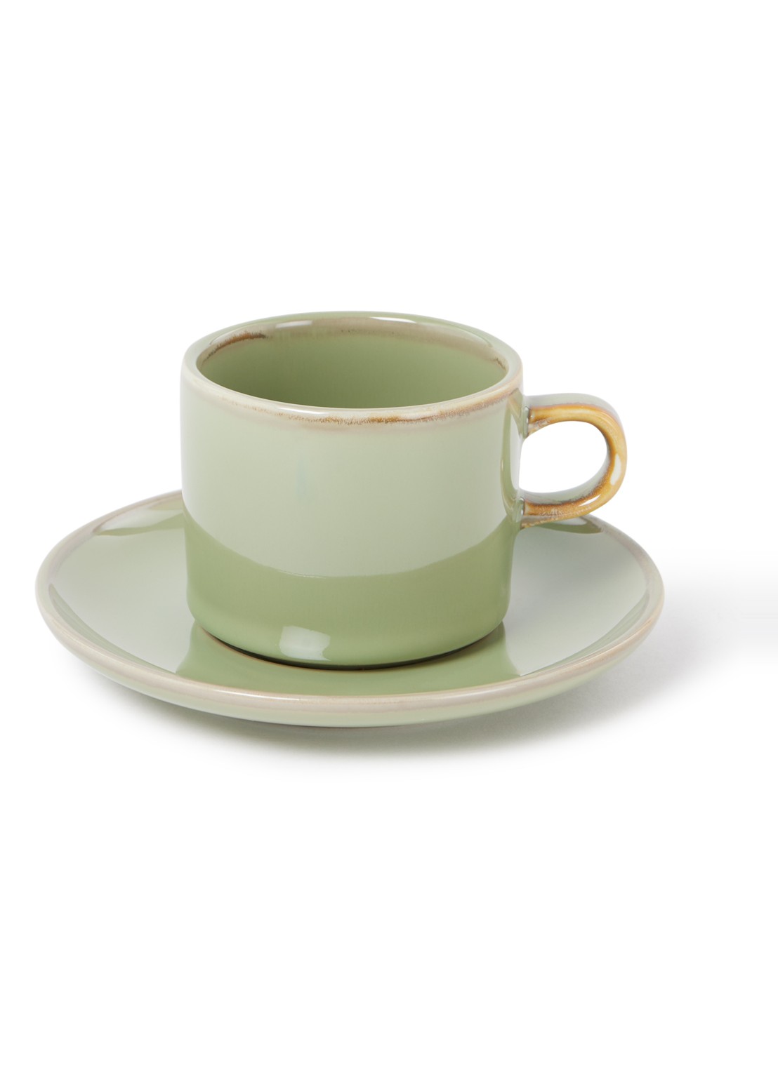 HKliving Chef Ceramics kop en schotel 22 cl - voorkant 3 lindegroen