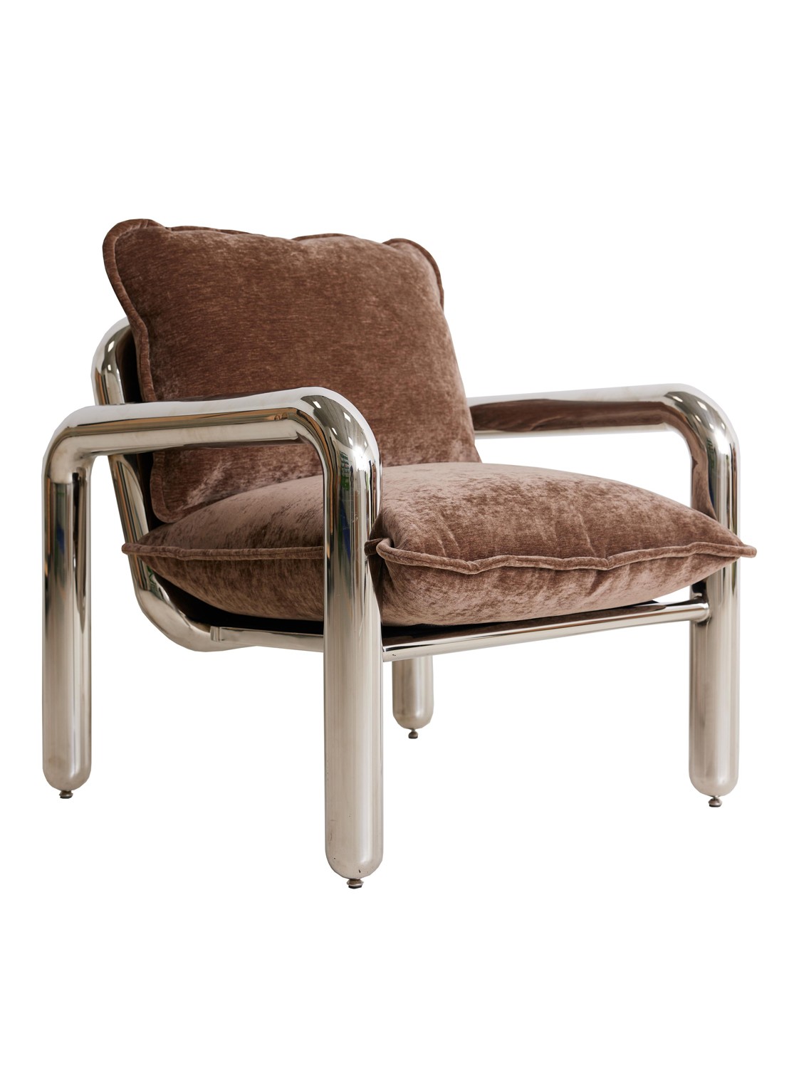 HKliving Chrome Lounge fauteuil  - voorkant bruin