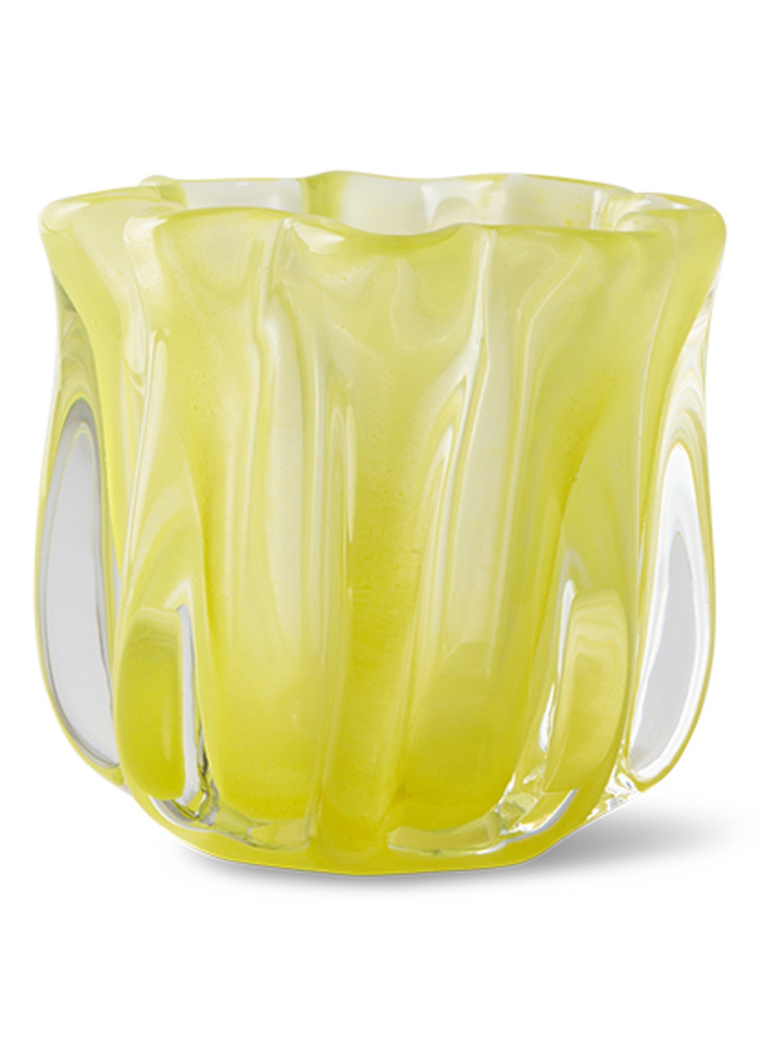 HKliving Coralla kandelaar 10 cm - voorkant 2 geel