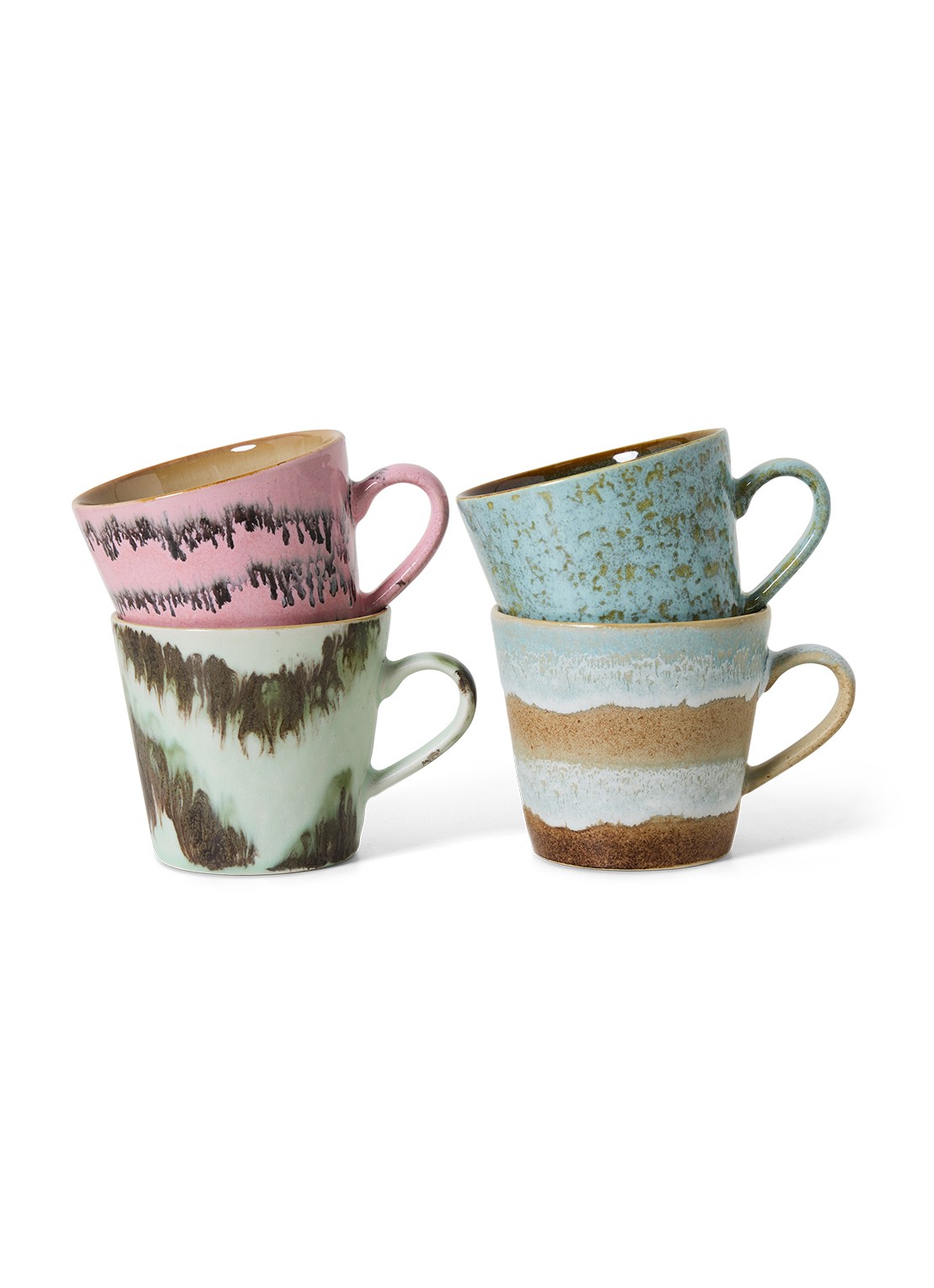 HKliving Dada cappuccino mok set van 4 - voorkant lichtblauw