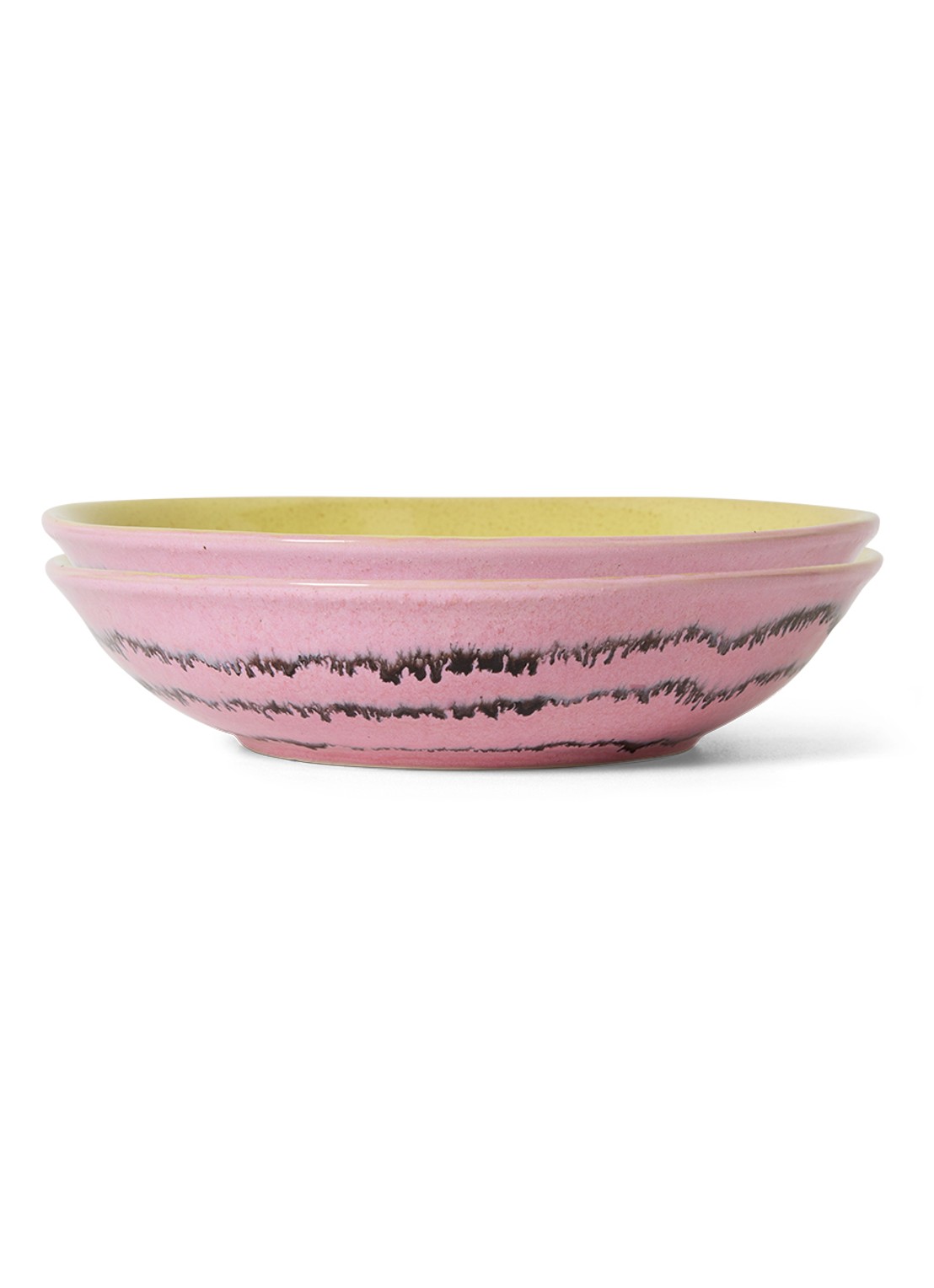 HKliving Diep bord 21 cm set van 2 - voorkant 2 roze