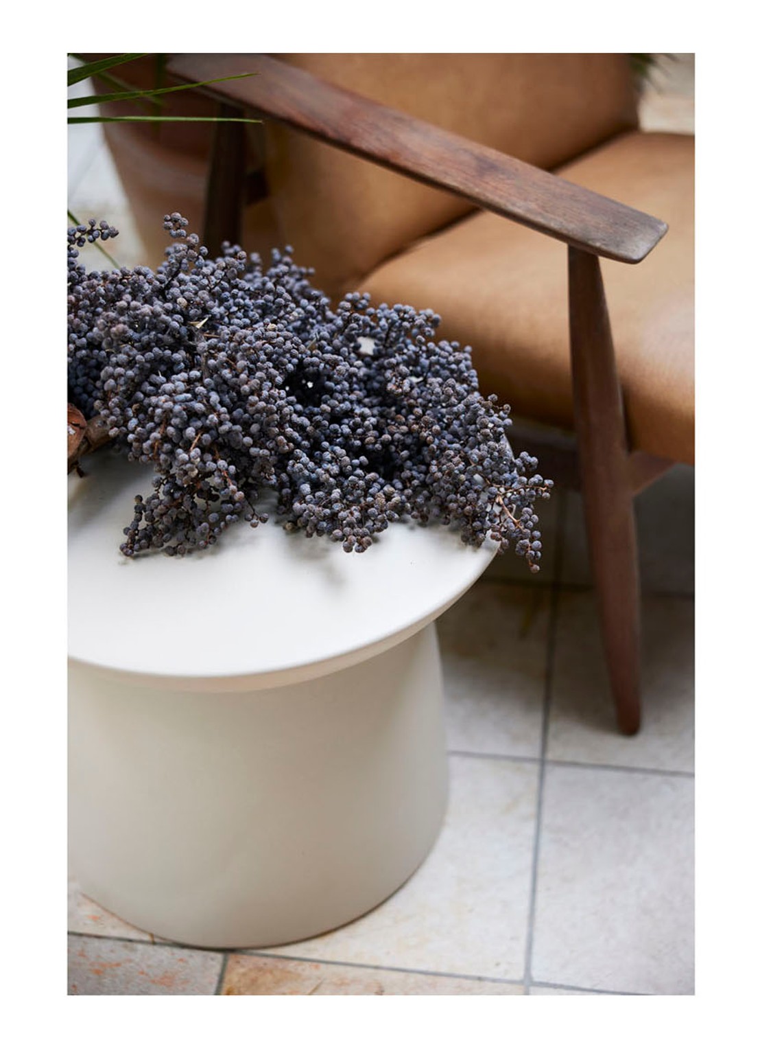 HKliving Earthenware L bijzettafel 37 x 46 cm - voorkant 2 creme