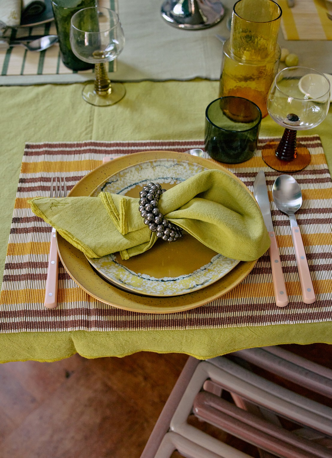 HKliving Ease servetten 50 x 50 cm set van 2 - achterkant groen