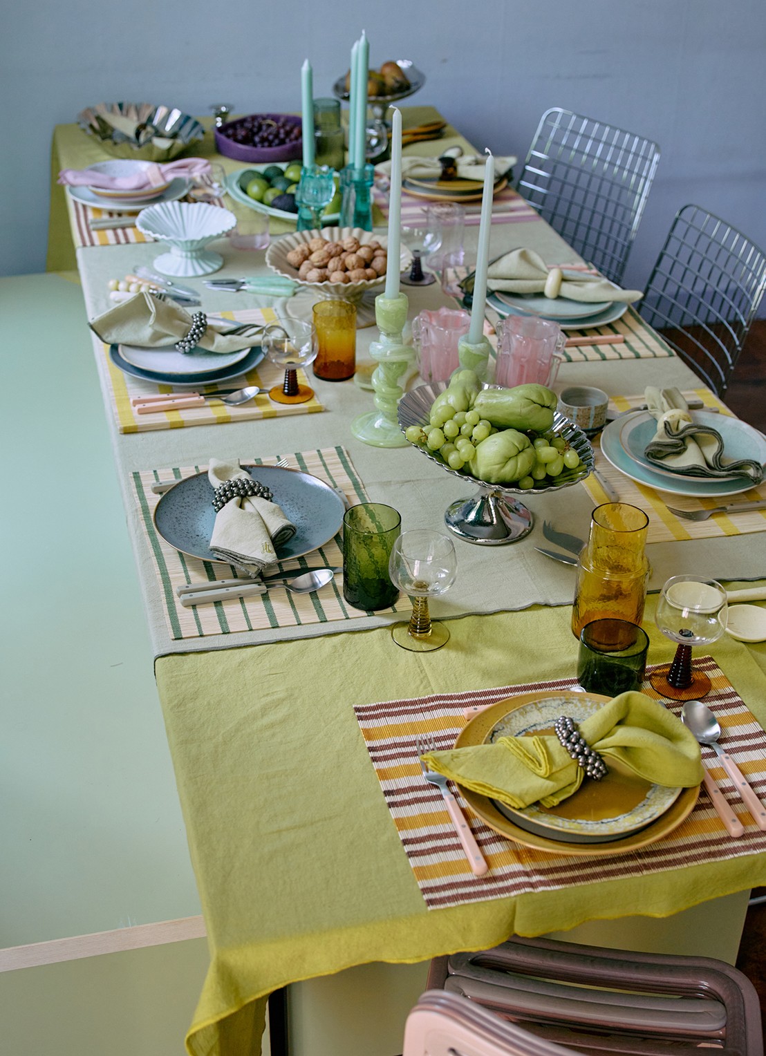 HKliving Ease servetten 50 x 50 cm set van 2 - detail 4 groen